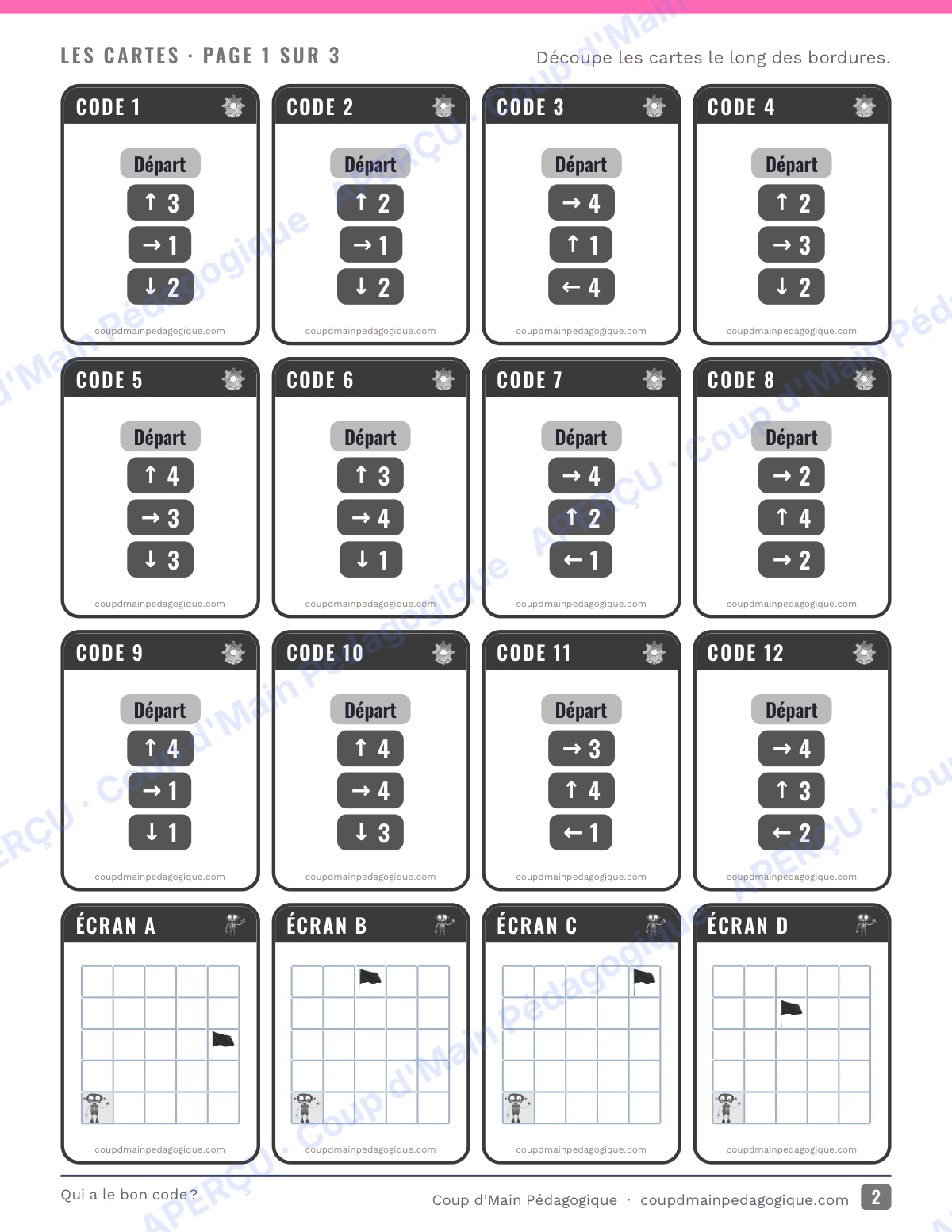 Page 7 — Qui a le bon code ? — 4e-6e année, jeu de codage