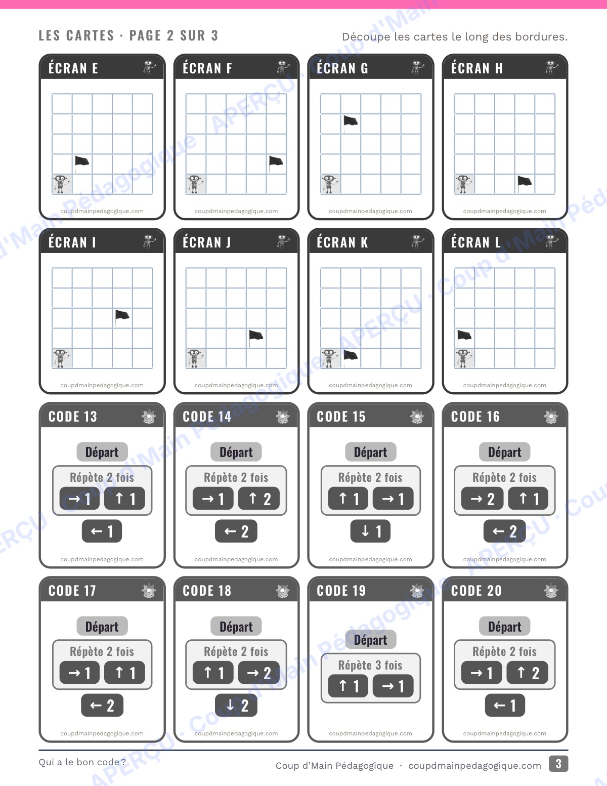 Page 8 — Qui a le bon code ? — 4e-6e année, jeu de codage