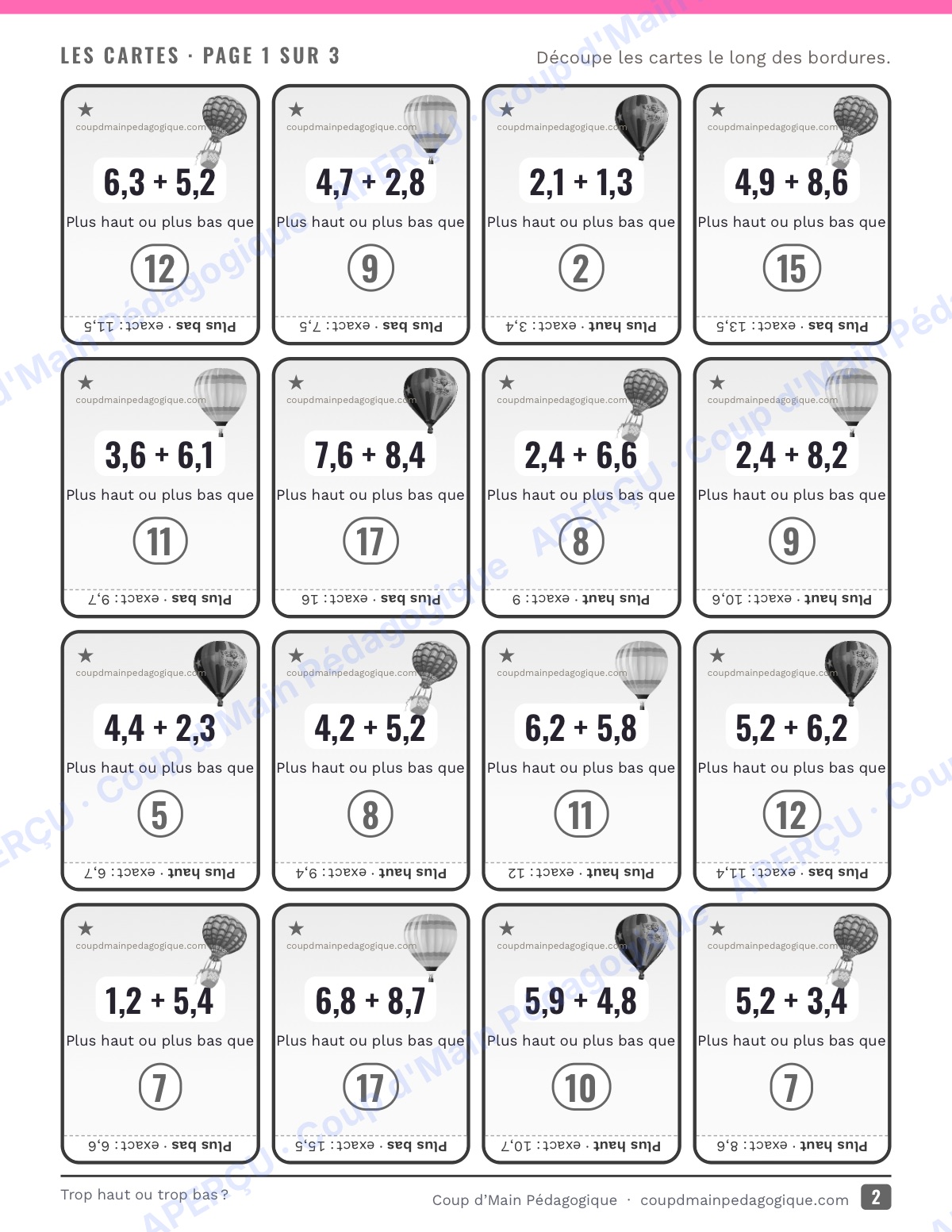 Page 2 — Trop haut ou trop bas ? — 4e-6e, jeu d'estimation