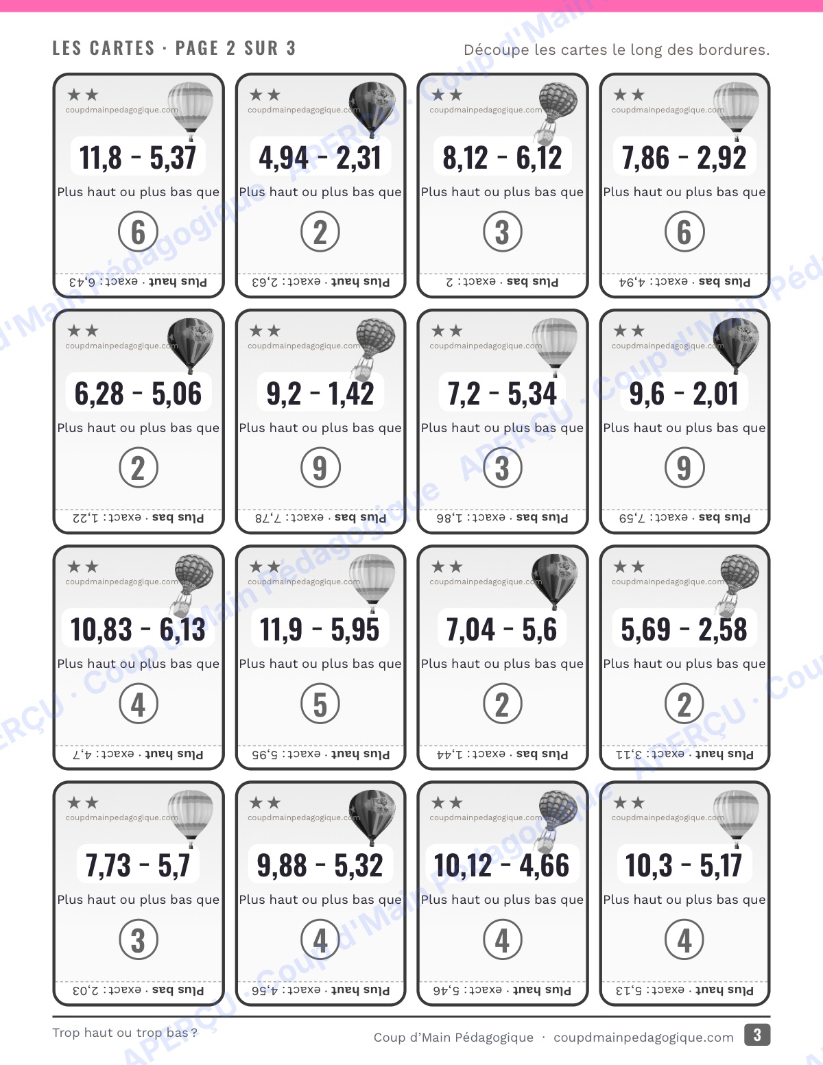 Page 3 — Trop haut ou trop bas ? — 4e-6e, jeu d'estimation
