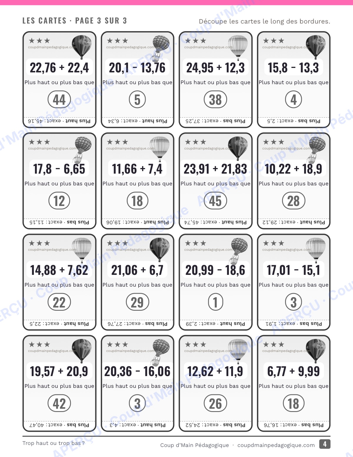 Page 4 — Trop haut ou trop bas ? — 4e-6e, jeu d'estimation