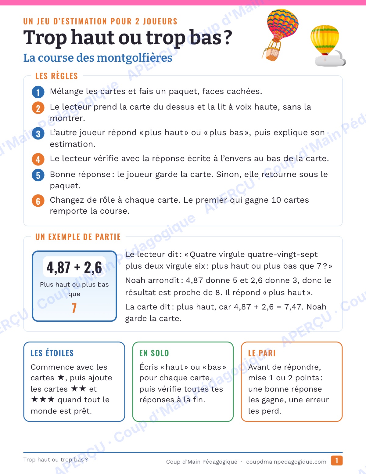 Page 6 — Trop haut ou trop bas ? — 4e-6e, jeu d'estimation