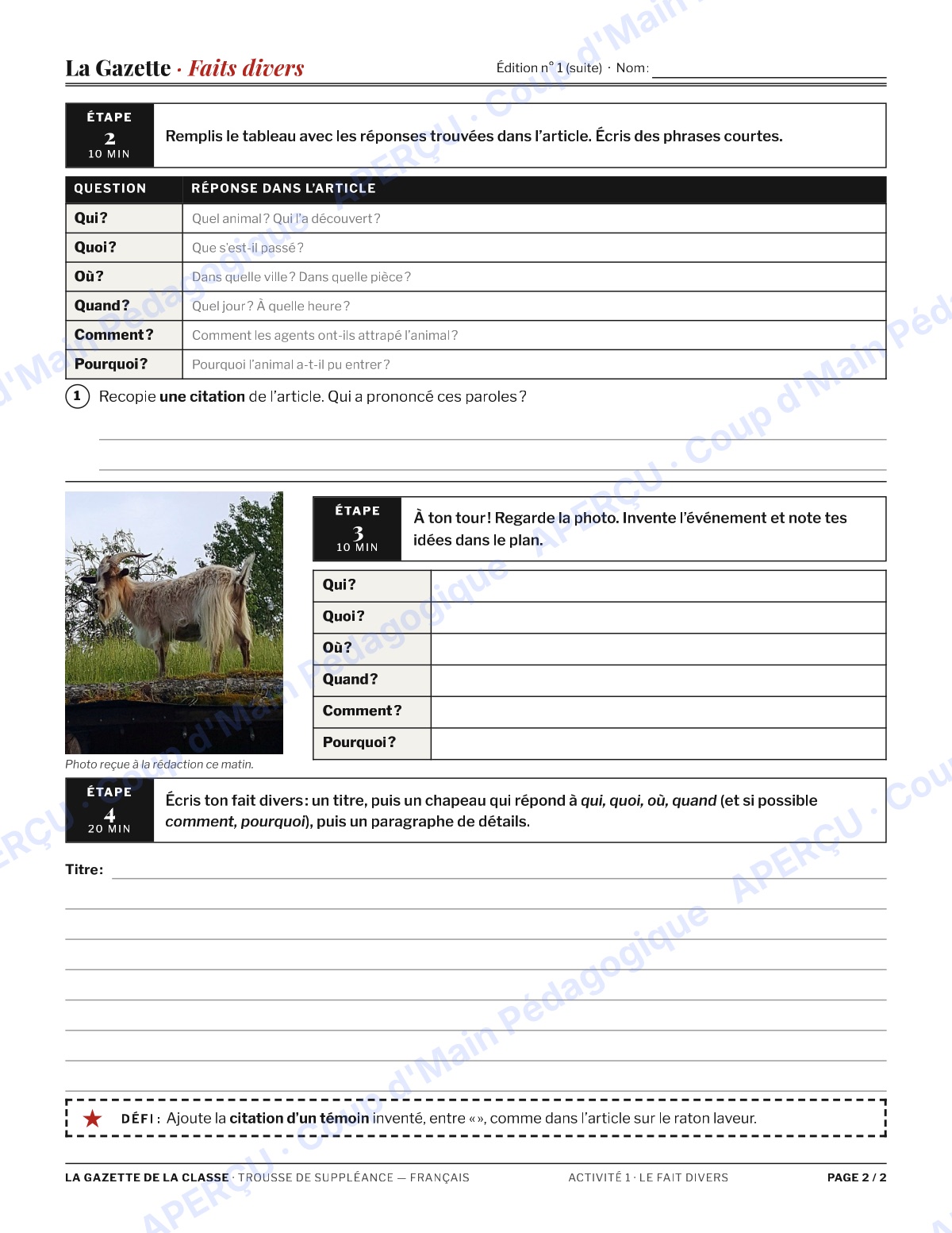 Page 2 — La Gazette de la classe — 7e-8e, suppléance