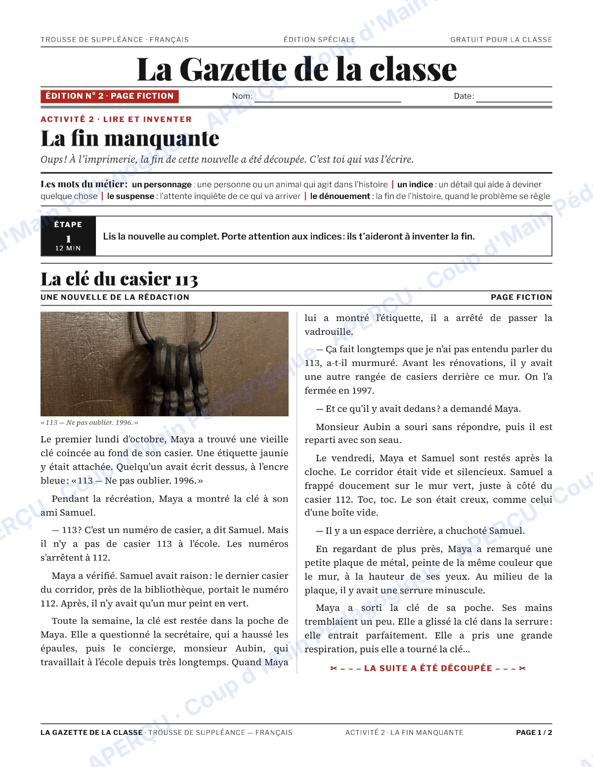 Page 3 — La Gazette de la classe — 7e-8e, suppléance