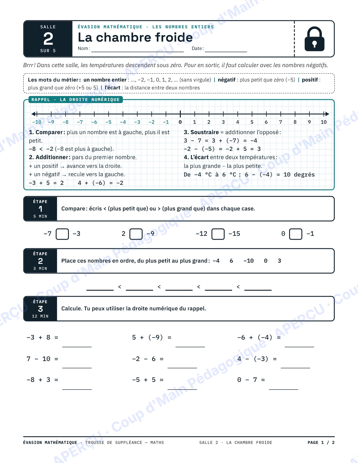Page 3 — Évasion mathématique — 7e-8e, suppléance