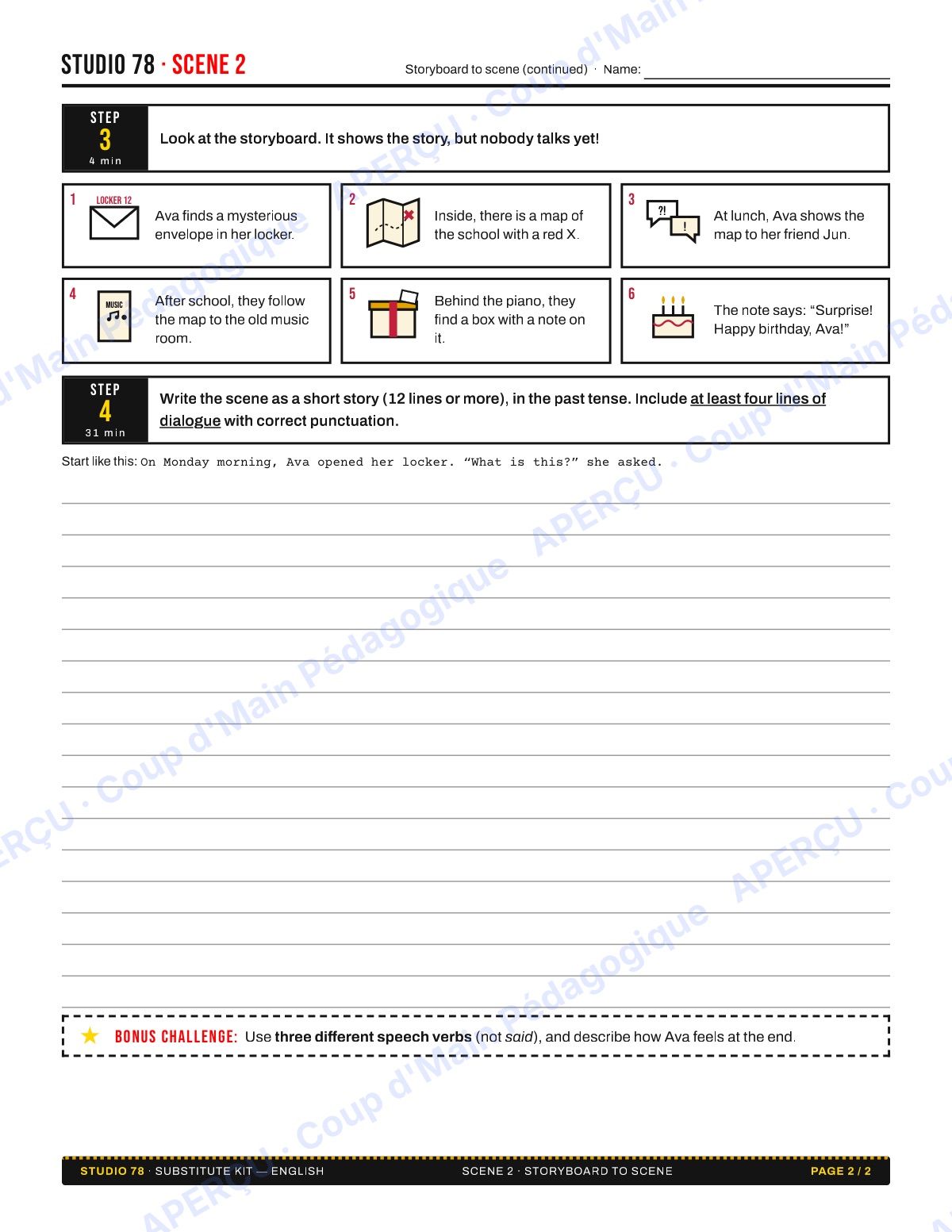 Page 4 — Studio 78 (anglais) — 7e-8e, suppléance