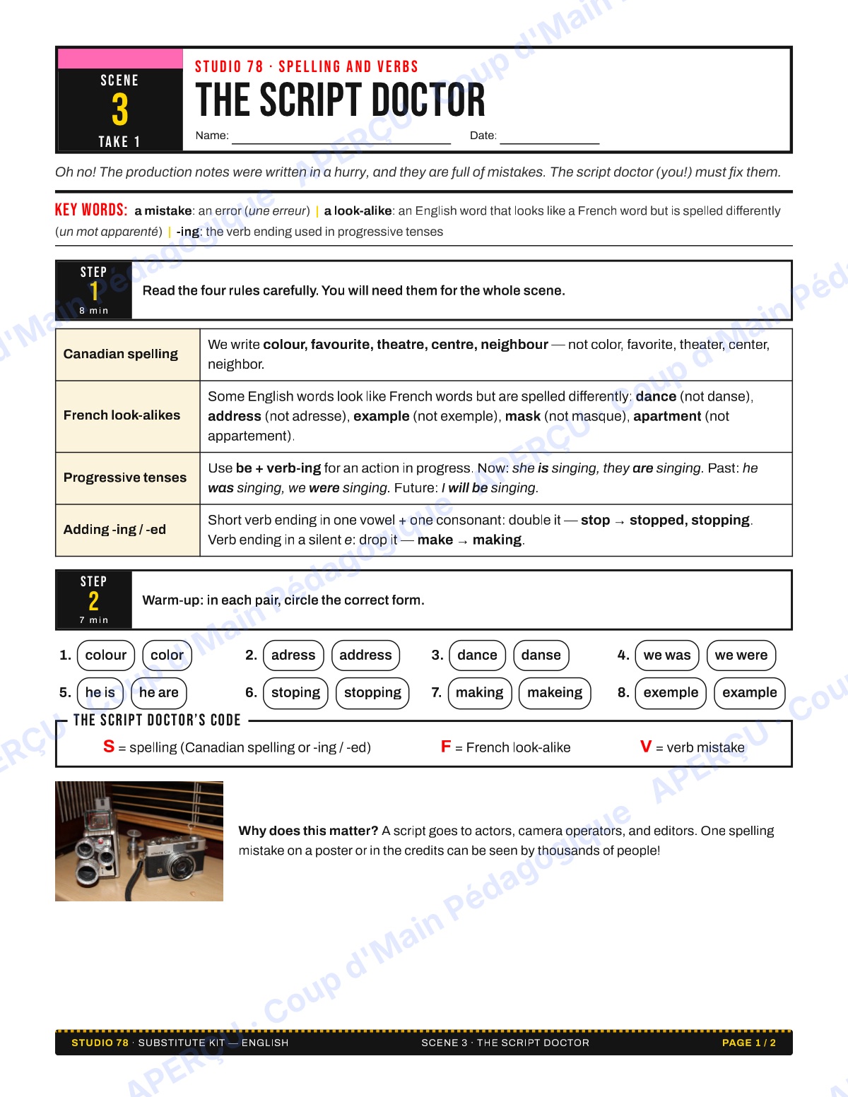 Page 5 — Studio 78 (anglais) — 7e-8e, suppléance