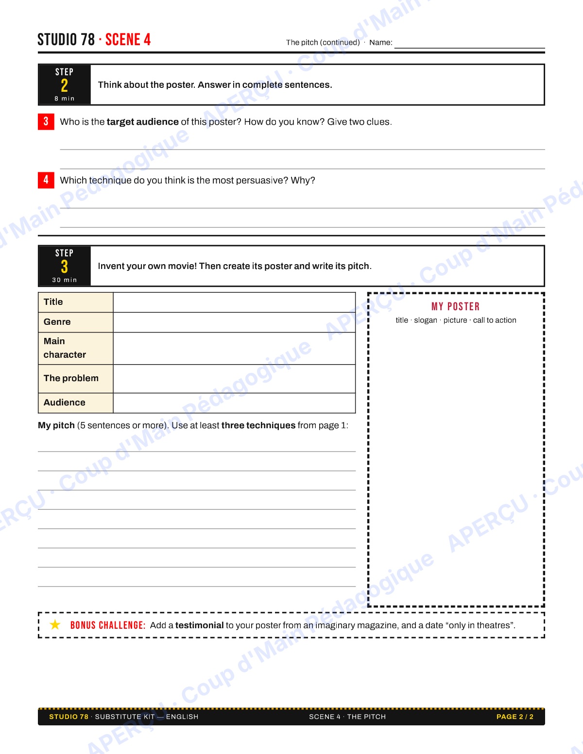 Page 8 — Studio 78 (anglais) — 7e-8e, suppléance