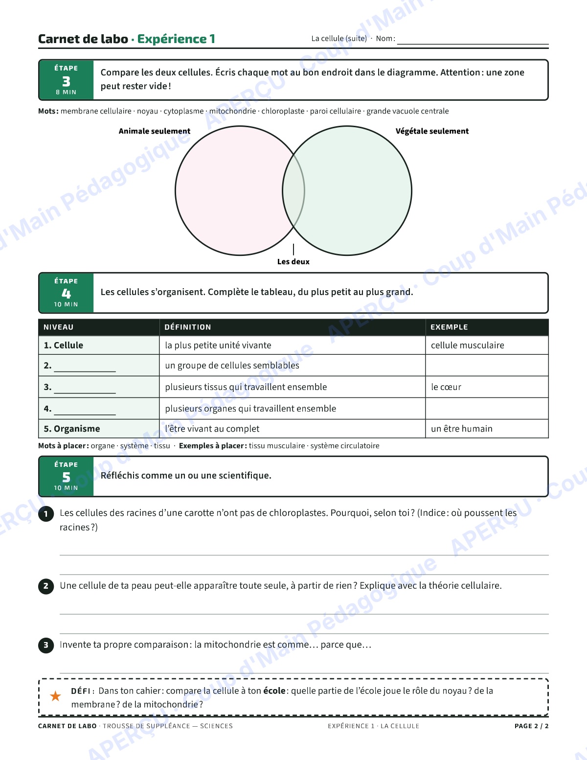 Page 2 — Carnet de labo (sciences) — 7e-8e, suppléance