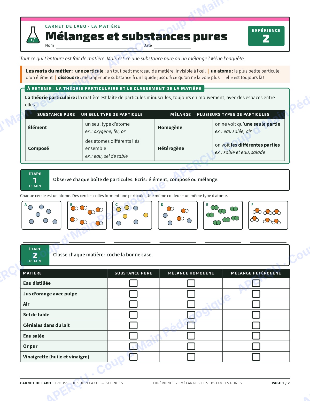 Page 3 — Carnet de labo (sciences) — 7e-8e, suppléance
