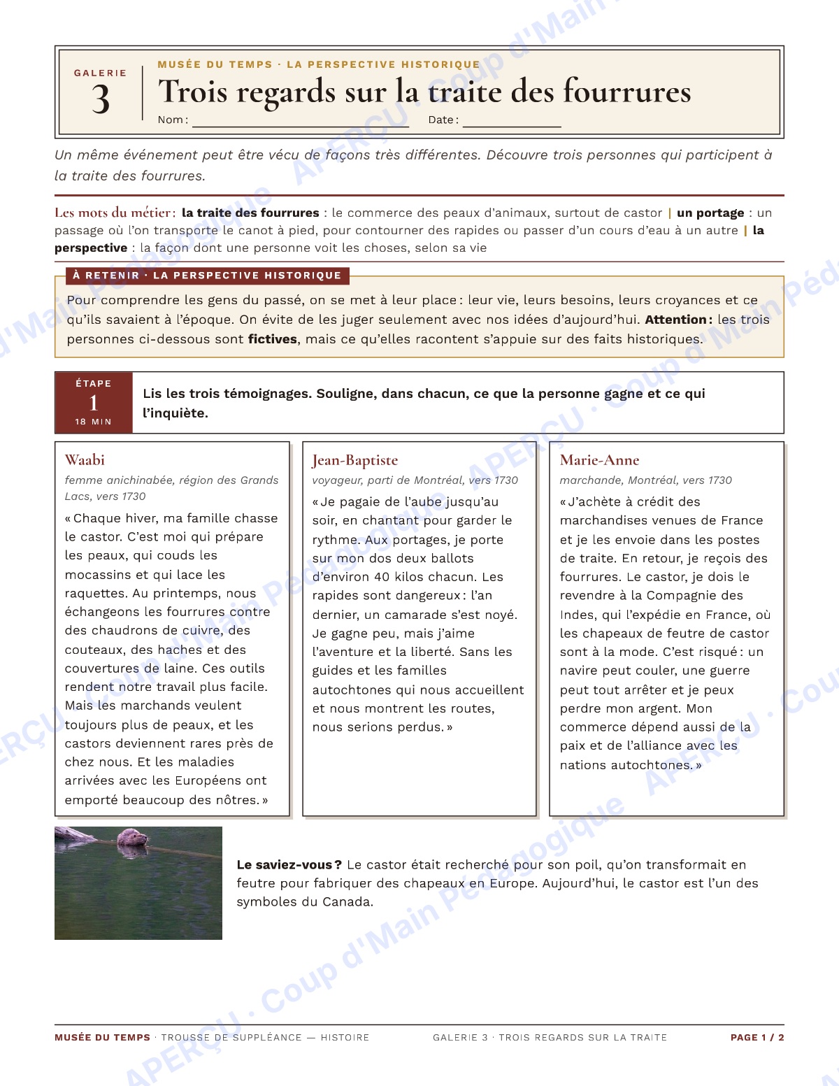 Page 5 — Musée du temps (histoire) — 7e-8e, suppléance
