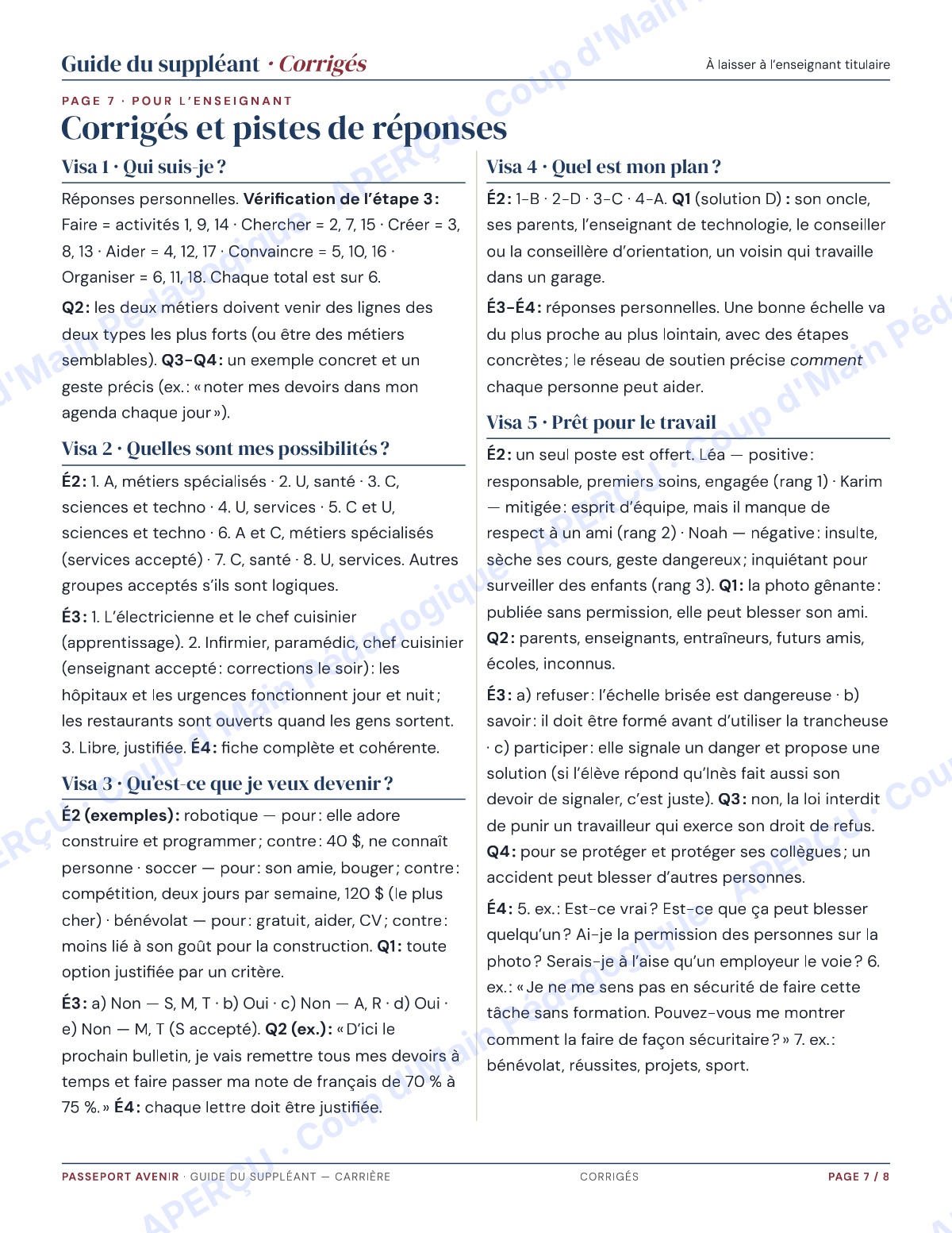 Page 7 — Passeport avenir (carrière) — 7e-8e, suppléance