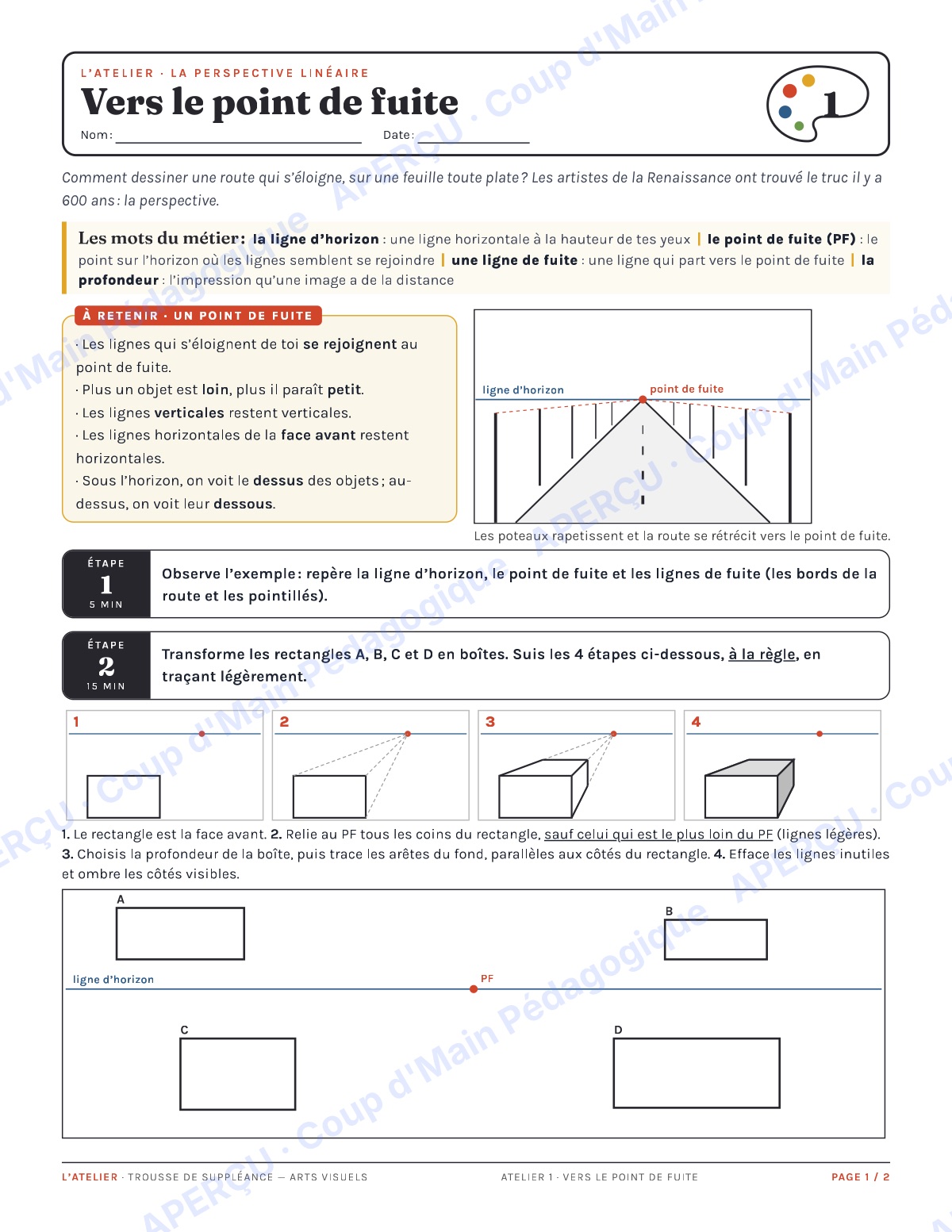 Page 1 — L'Atelier (arts visuels) — 7e-8e, suppléance
