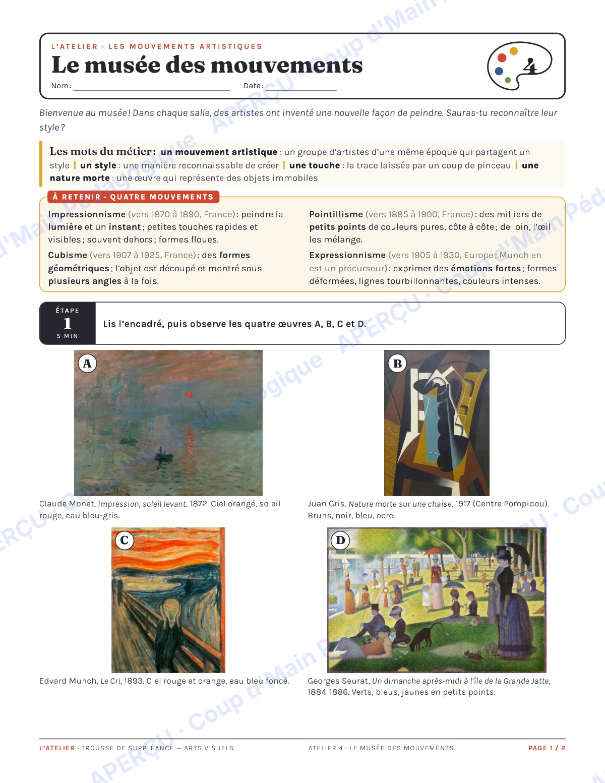 Page 7 — L'Atelier (arts visuels) — 7e-8e, suppléance