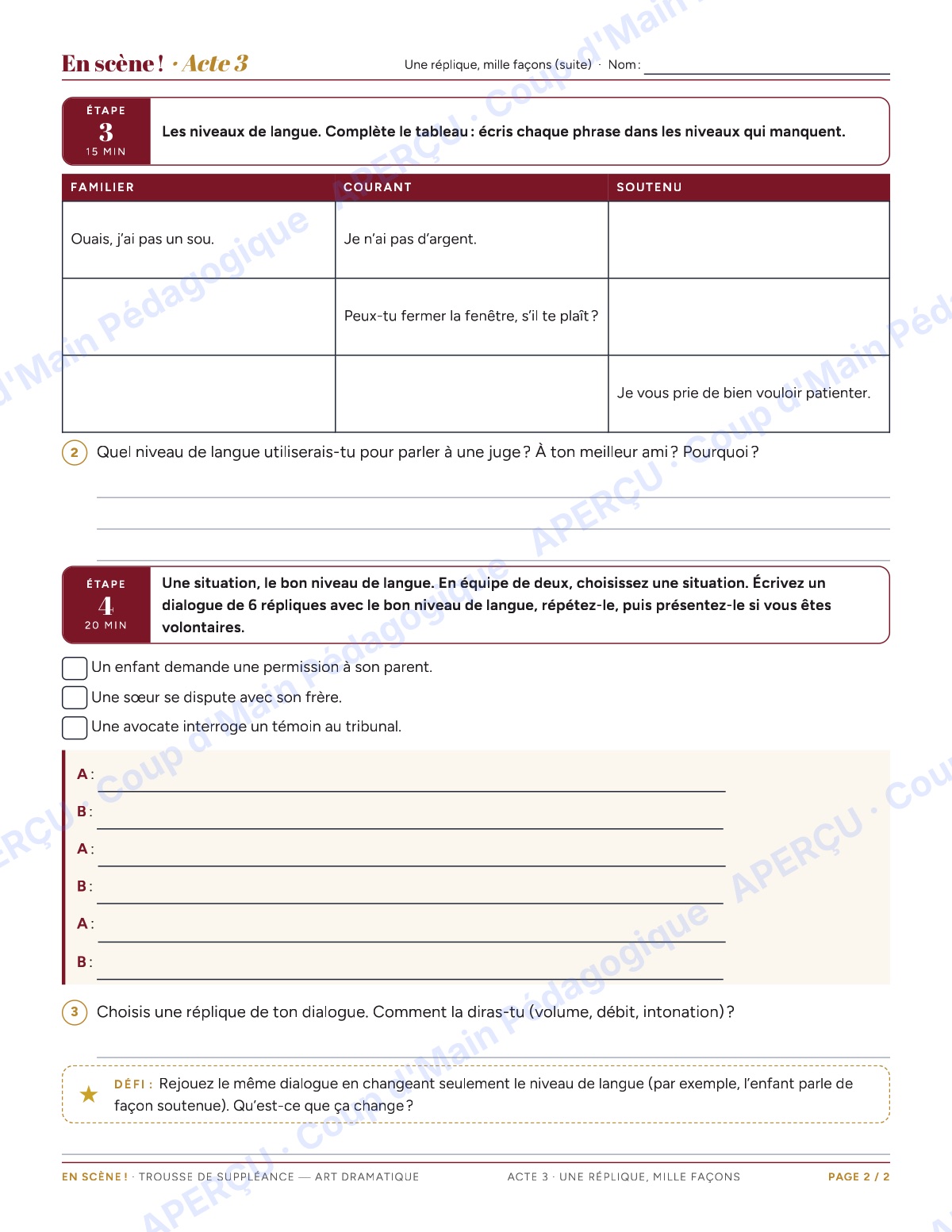 Page 6 — En scène ! (art dramatique) — 7e-8e, suppléance
