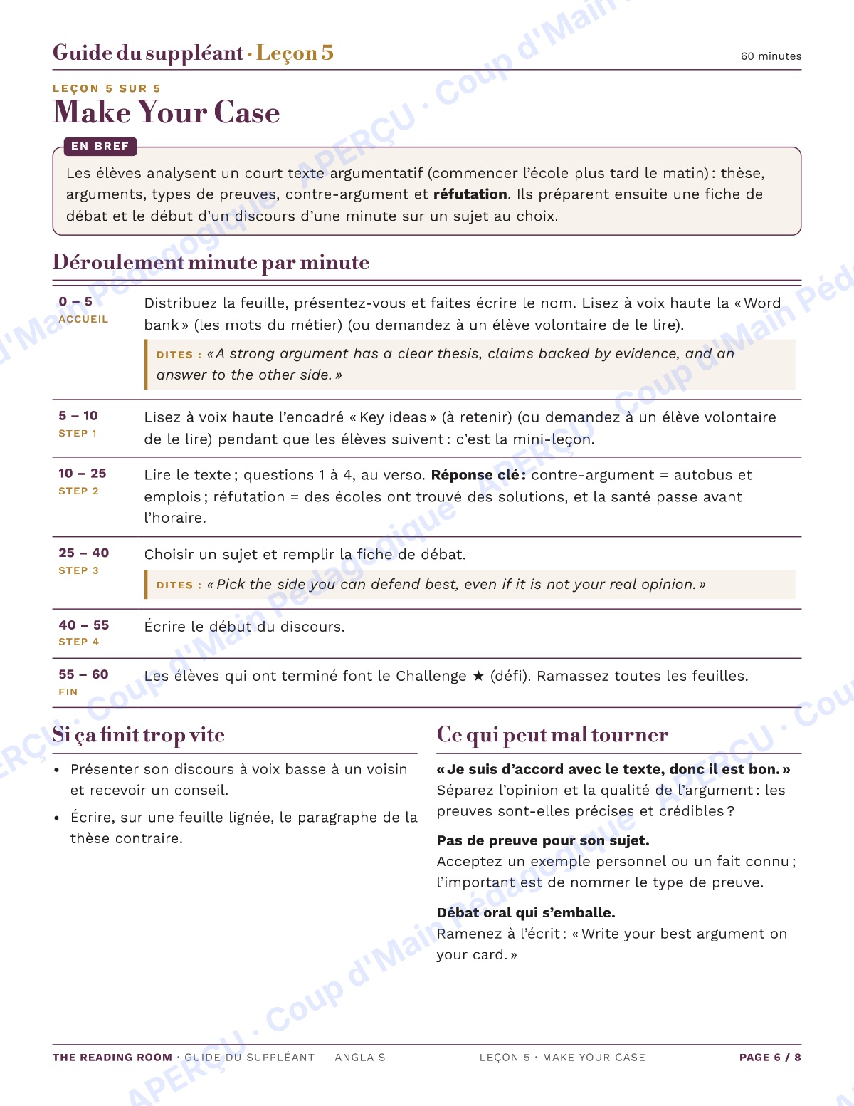 Page 6 — L'anglais — 9e-10e année, trousse de suppléance