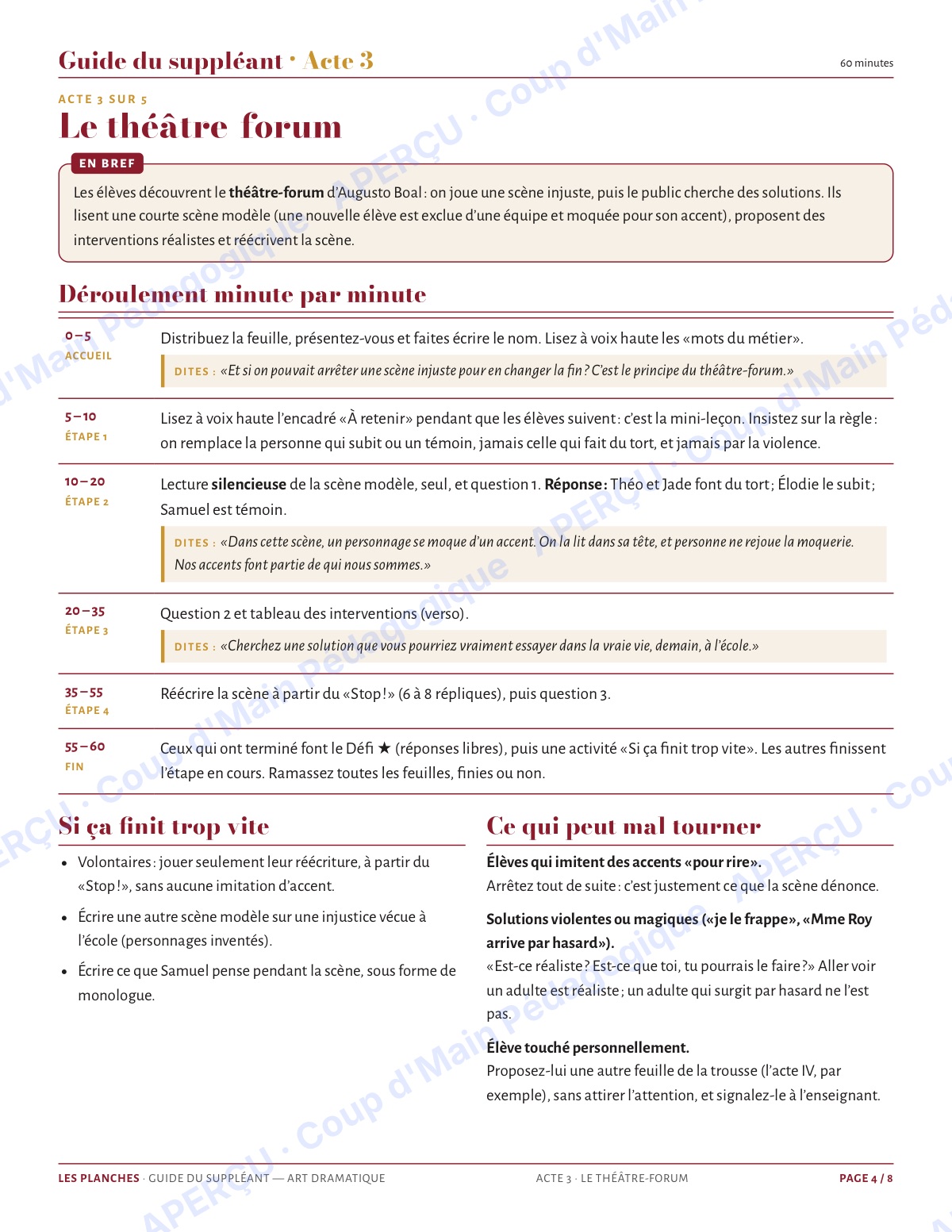 Page 4 — Art dramatique — 9e-10e, trousse de suppléance