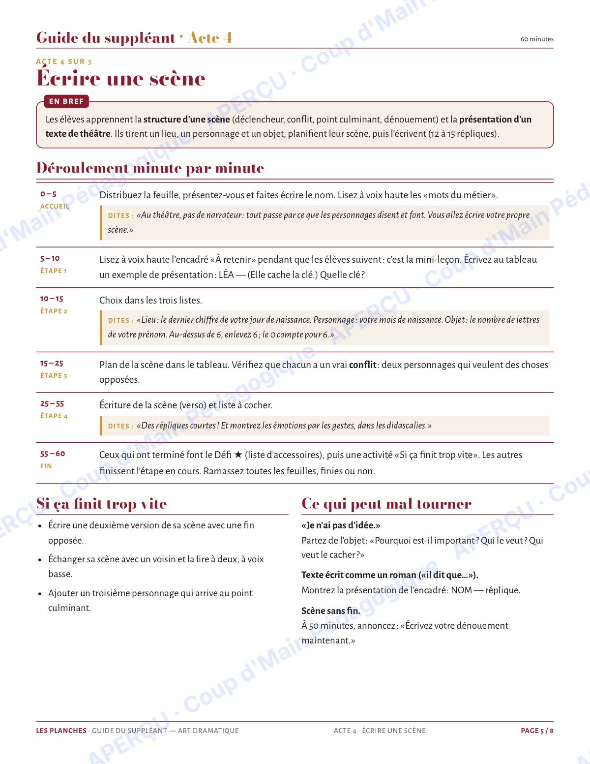 Page 5 — Art dramatique — 9e-10e, trousse de suppléance
