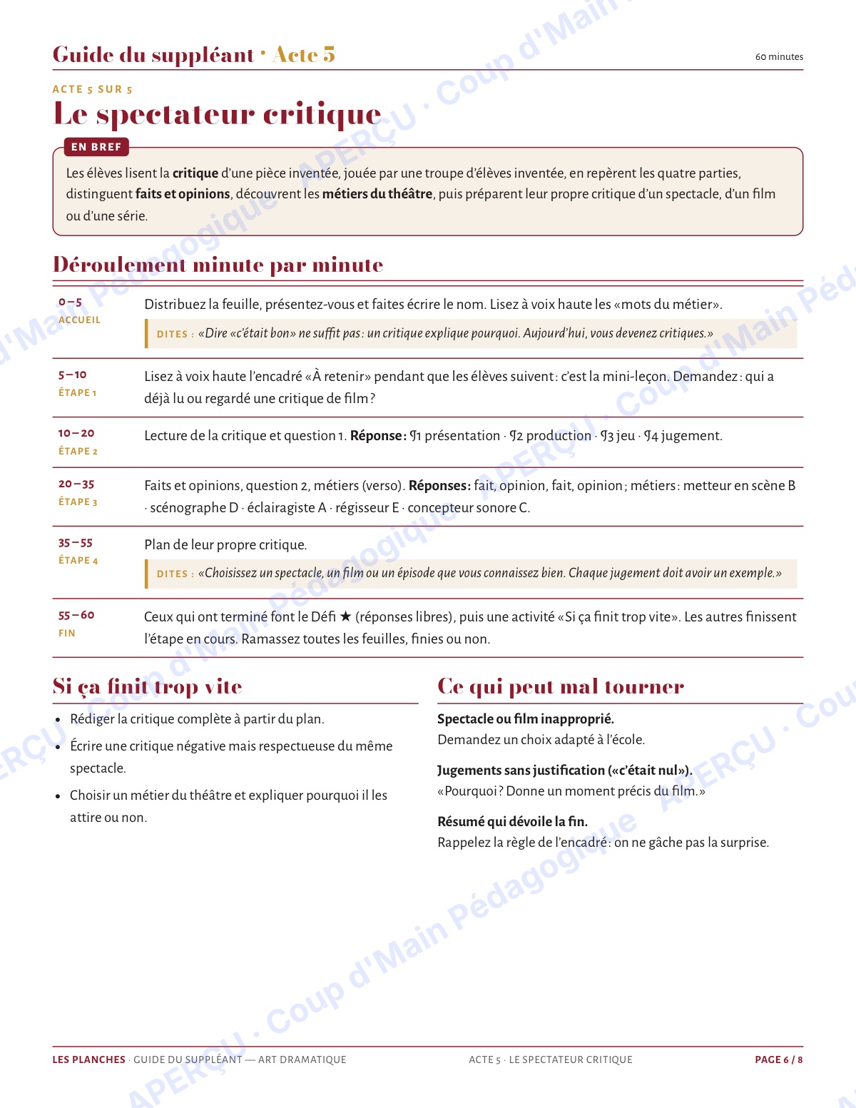Page 6 — Art dramatique — 9e-10e, trousse de suppléance