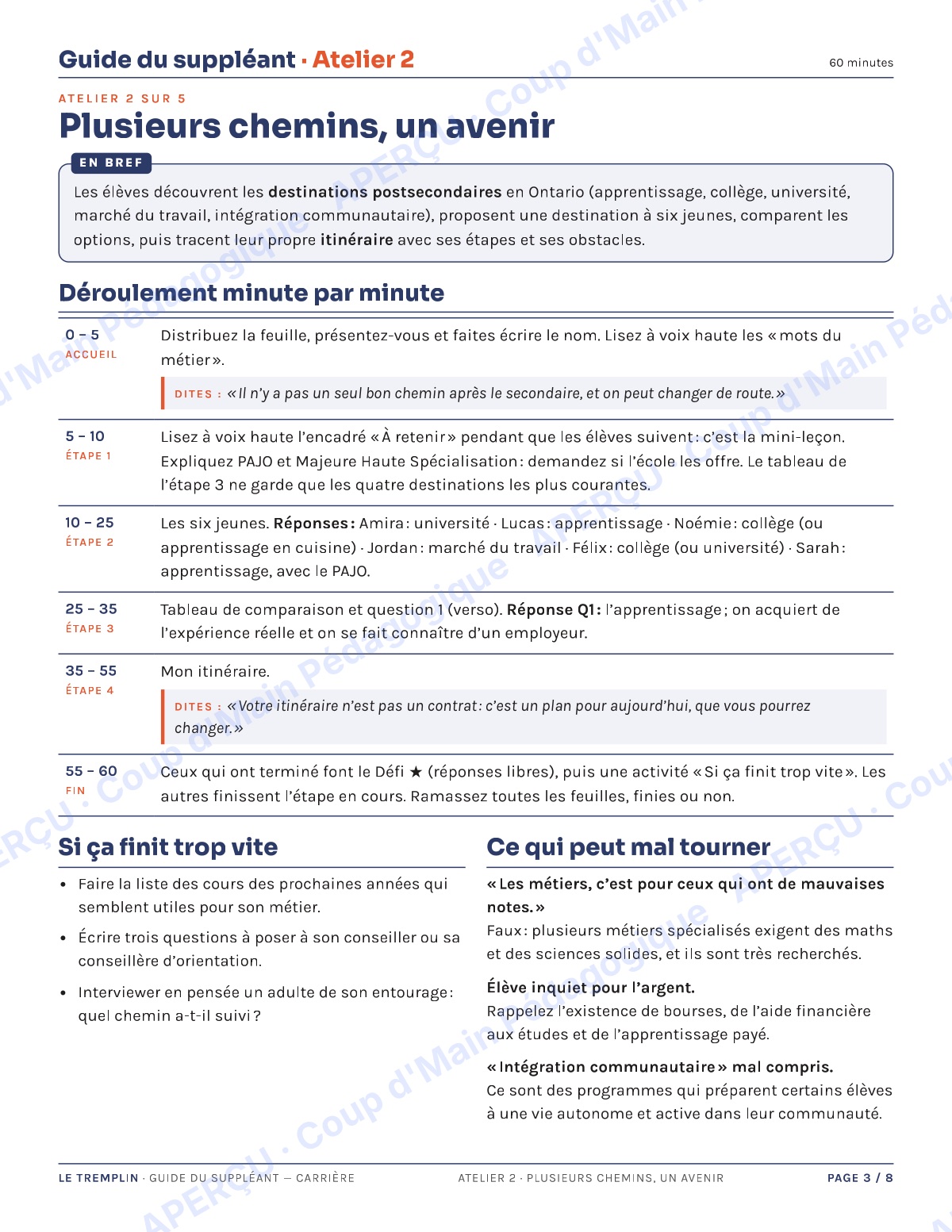 Page 3 — Carrières — 9e-10e année, trousse de suppléance