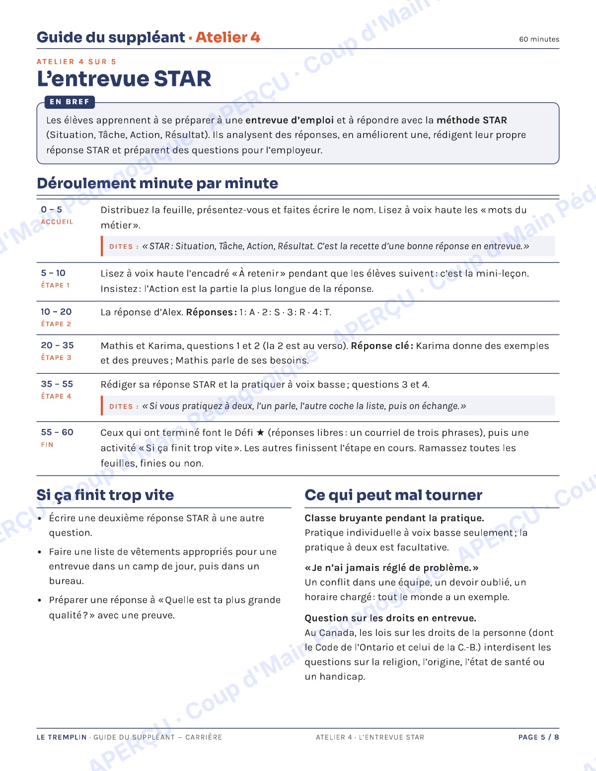 Page 5 — Carrières — 9e-10e année, trousse de suppléance