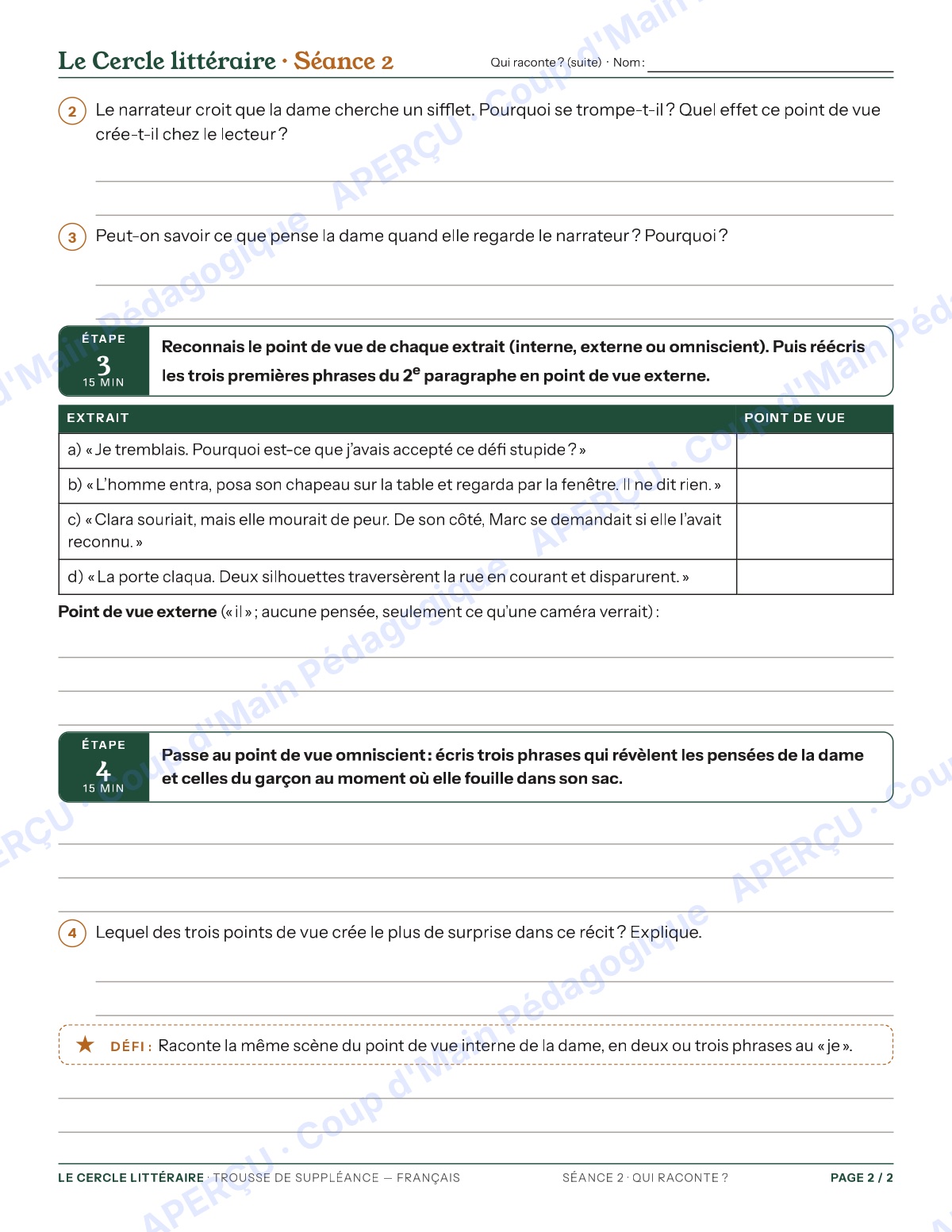 Page 4 — Le français — 9e-10e année, trousse de suppléance