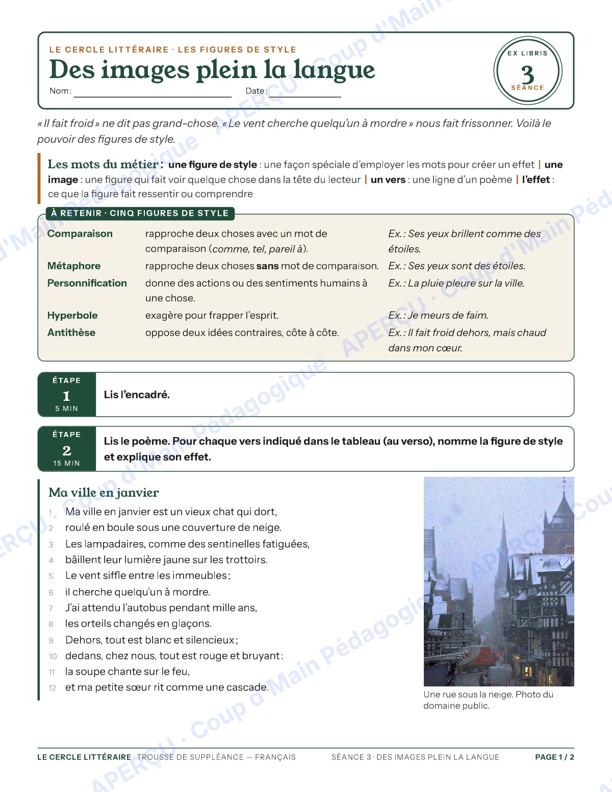 Page 5 — Le français — 9e-10e année, trousse de suppléance