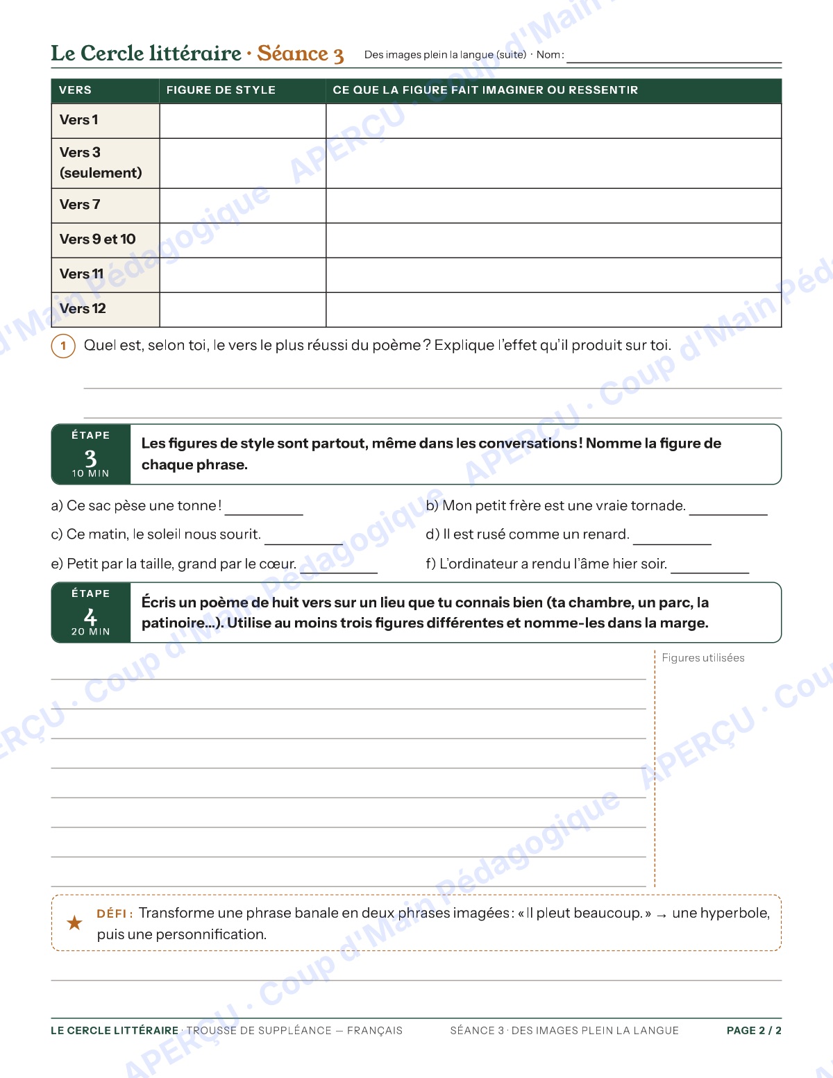 Page 6 — Le français — 9e-10e année, trousse de suppléance