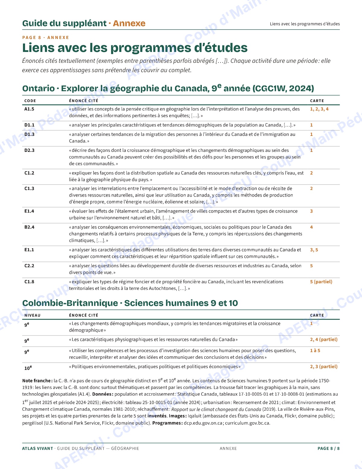 Page 8 — Géographie du Canada — 9e-10e année, suppléance