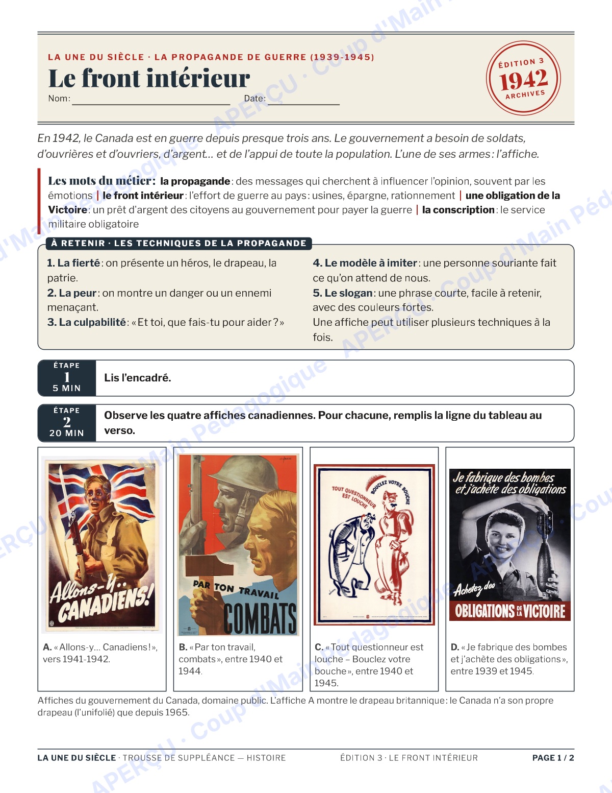 Page 5 — L'histoire du Canada — 9e-10e année, suppléance