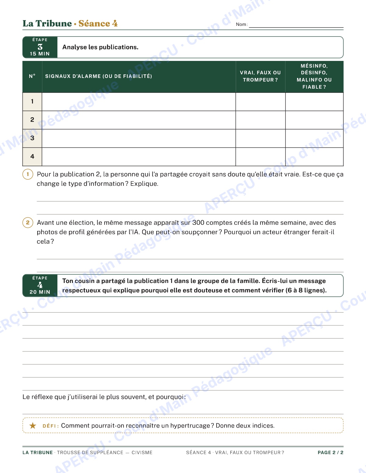 Page 8 — Le civisme — 9e-10e année, trousse de suppléance