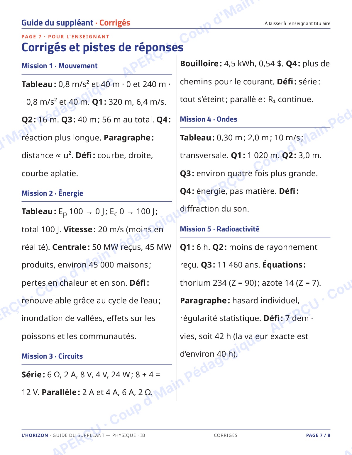 Page 7 — Physique IB — 11e-12e, trousse de suppléance