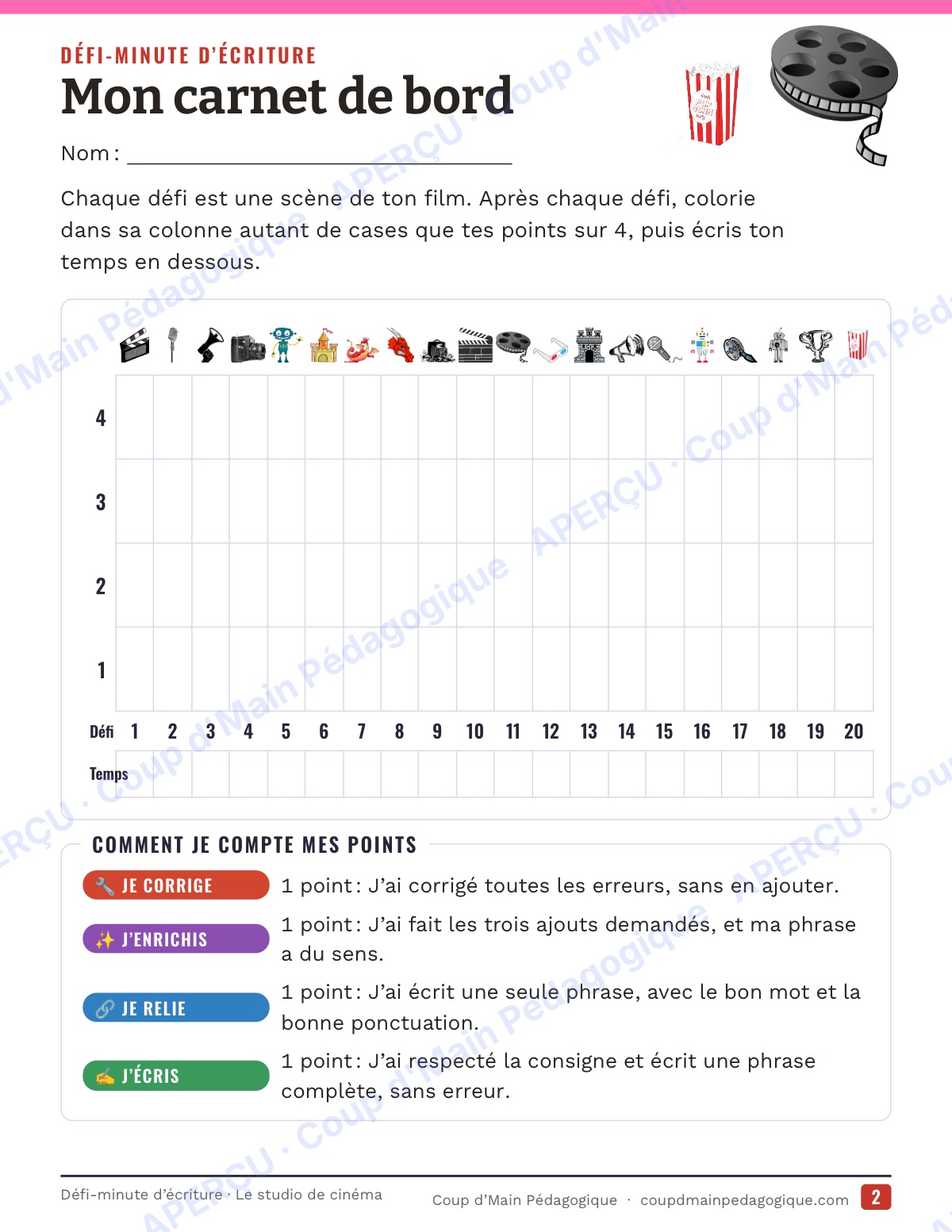 Page 2 — Défi-minute d'écriture — 6e, le studio de cinéma