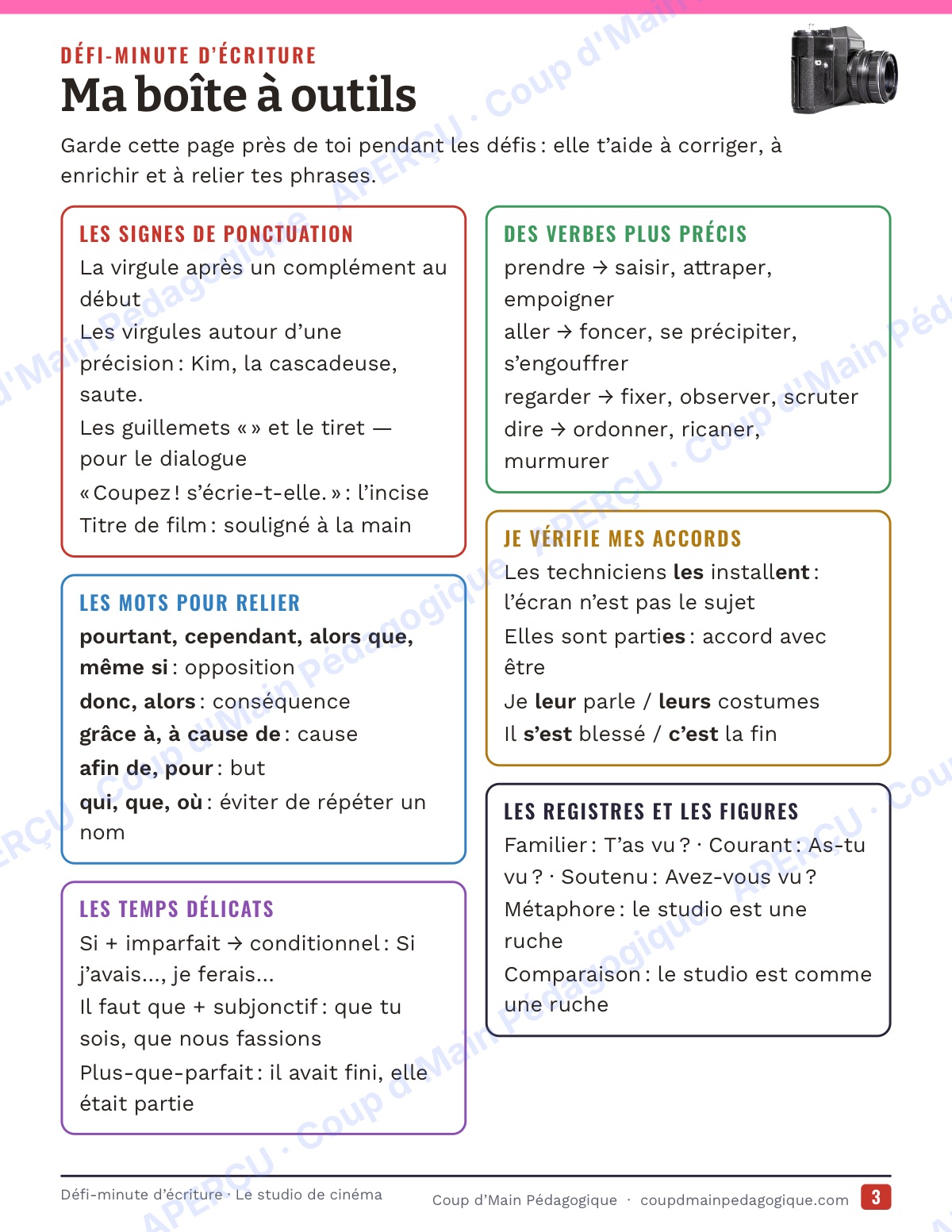 Page 3 — Défi-minute d'écriture — 6e, le studio de cinéma