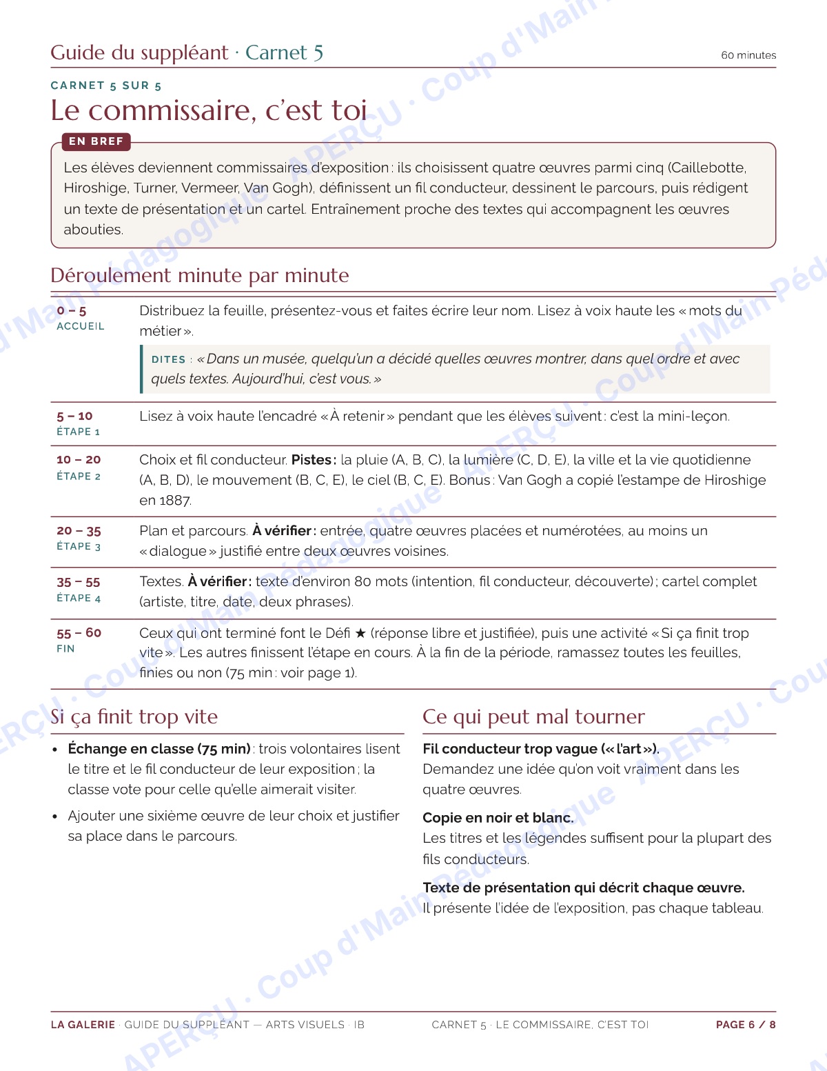 Page 6 — Arts visuels IB — 11e-12e, trousse de suppléance