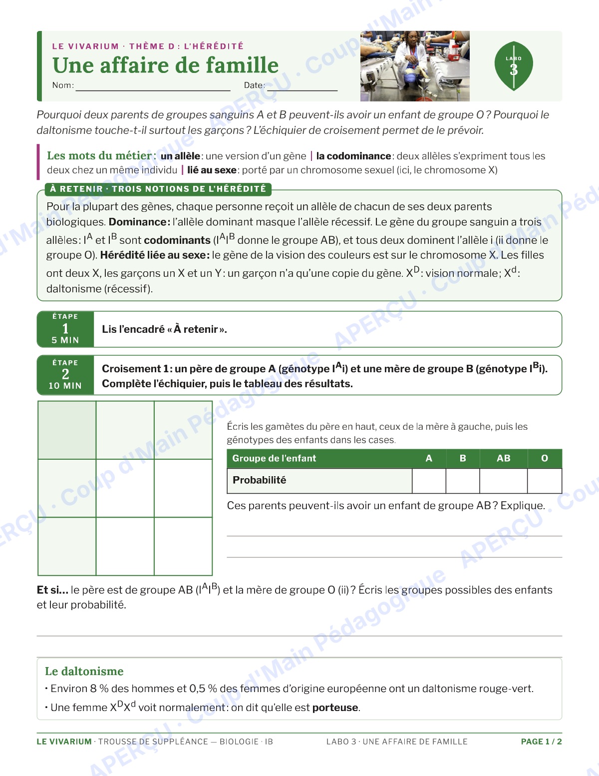Page 5 — Biologie IB — 11e-12e, trousse de suppléance