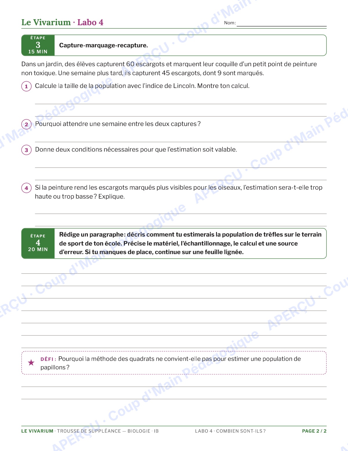 Page 8 — Biologie IB — 11e-12e, trousse de suppléance