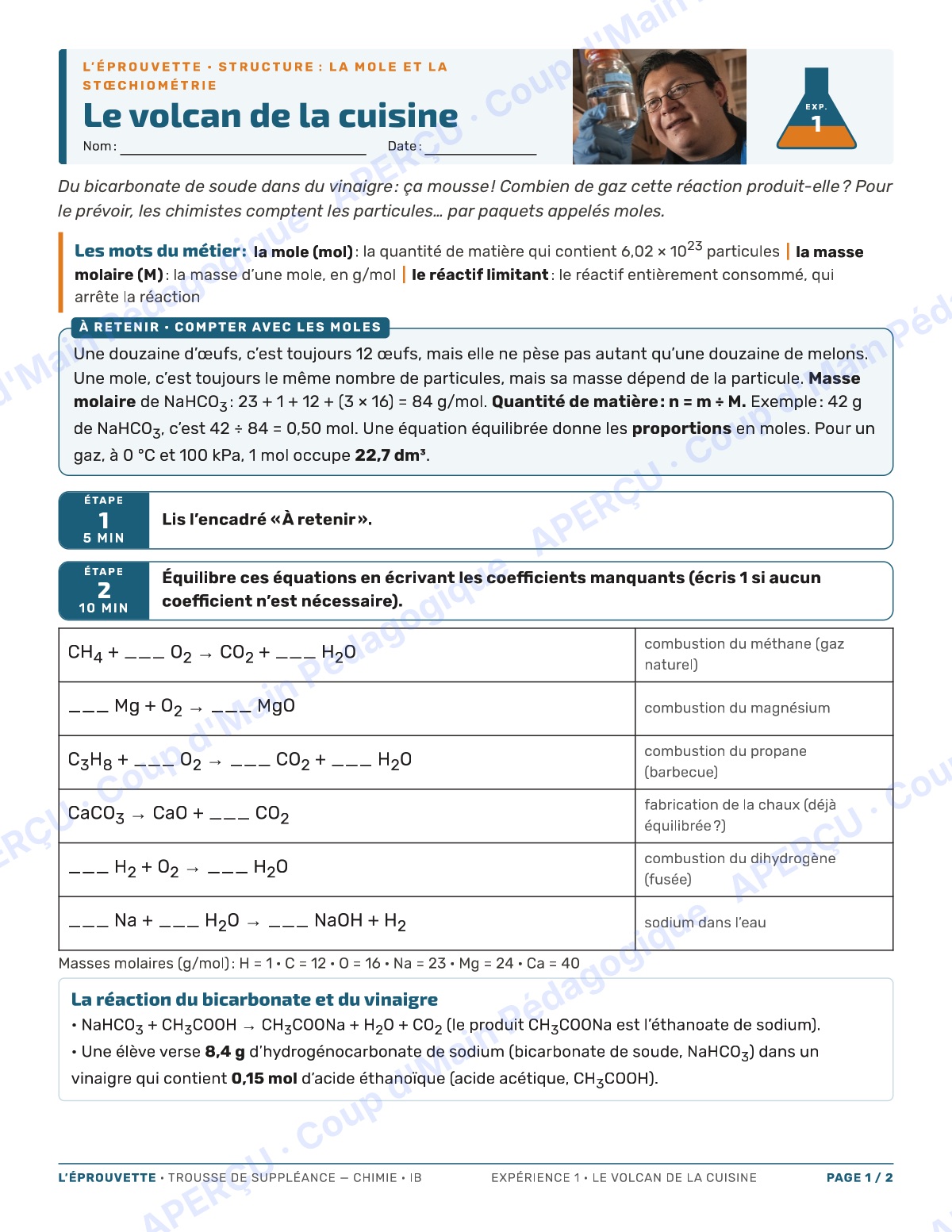 Page 1 — Chimie IB — 11e-12e, trousse de suppléance