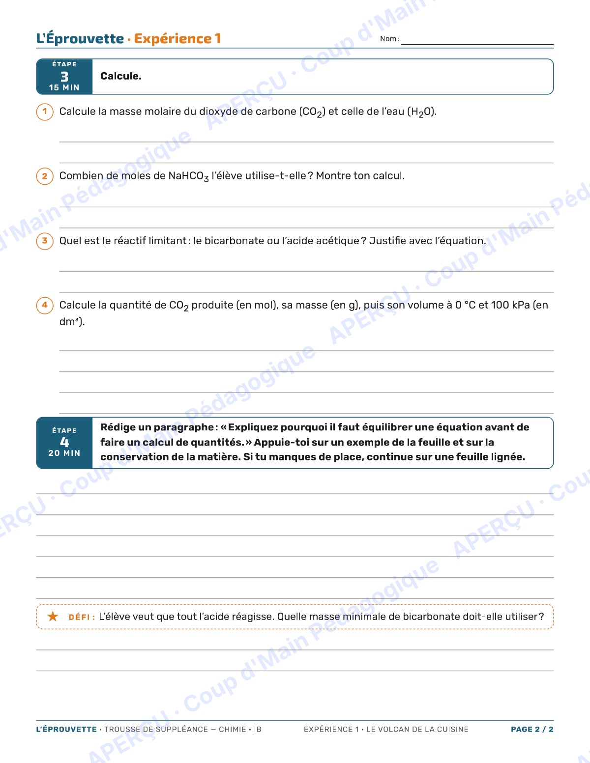 Page 2 — Chimie IB — 11e-12e, trousse de suppléance