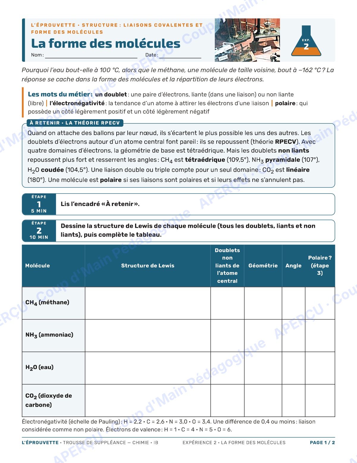 Page 3 — Chimie IB — 11e-12e, trousse de suppléance
