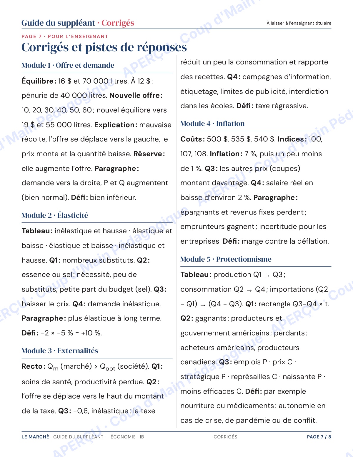 Page 7 — Économie IB — 11e-12e, trousse de suppléance