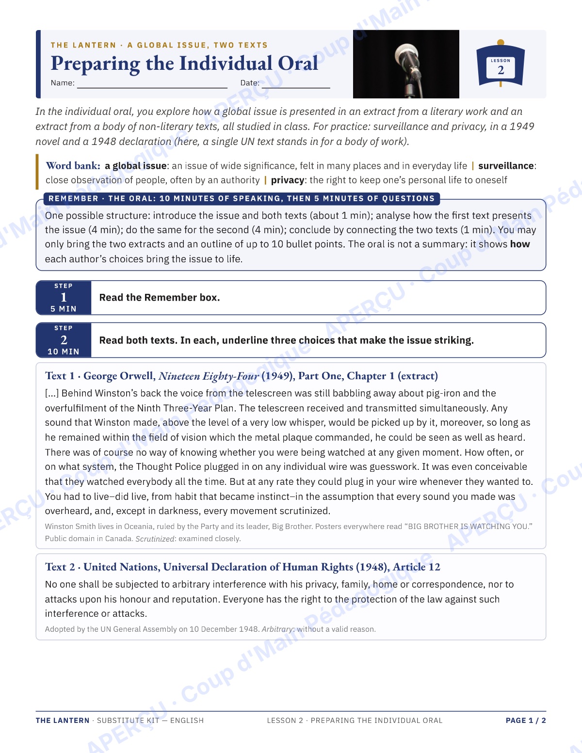 Page 3 — English A IB — 11e-12e, trousse de suppléance