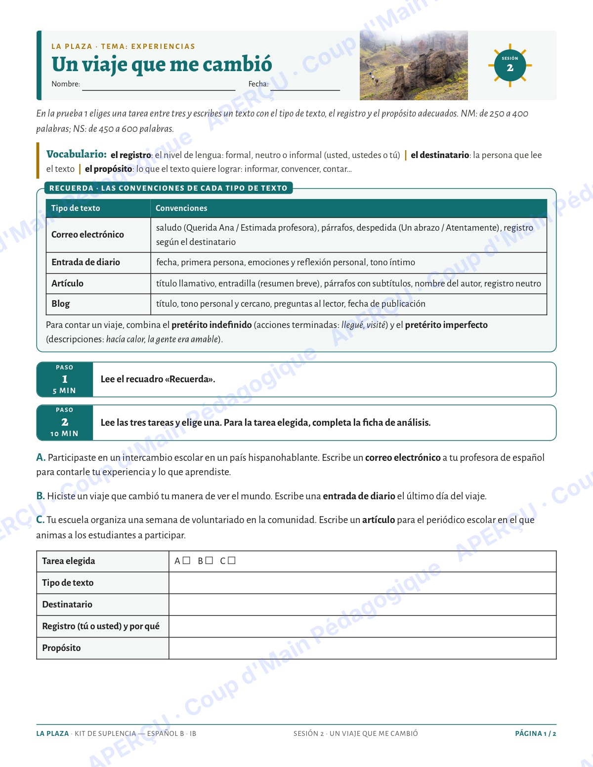 Page 3 — Espagnol B IB — 11e-12e, trousse de suppléance