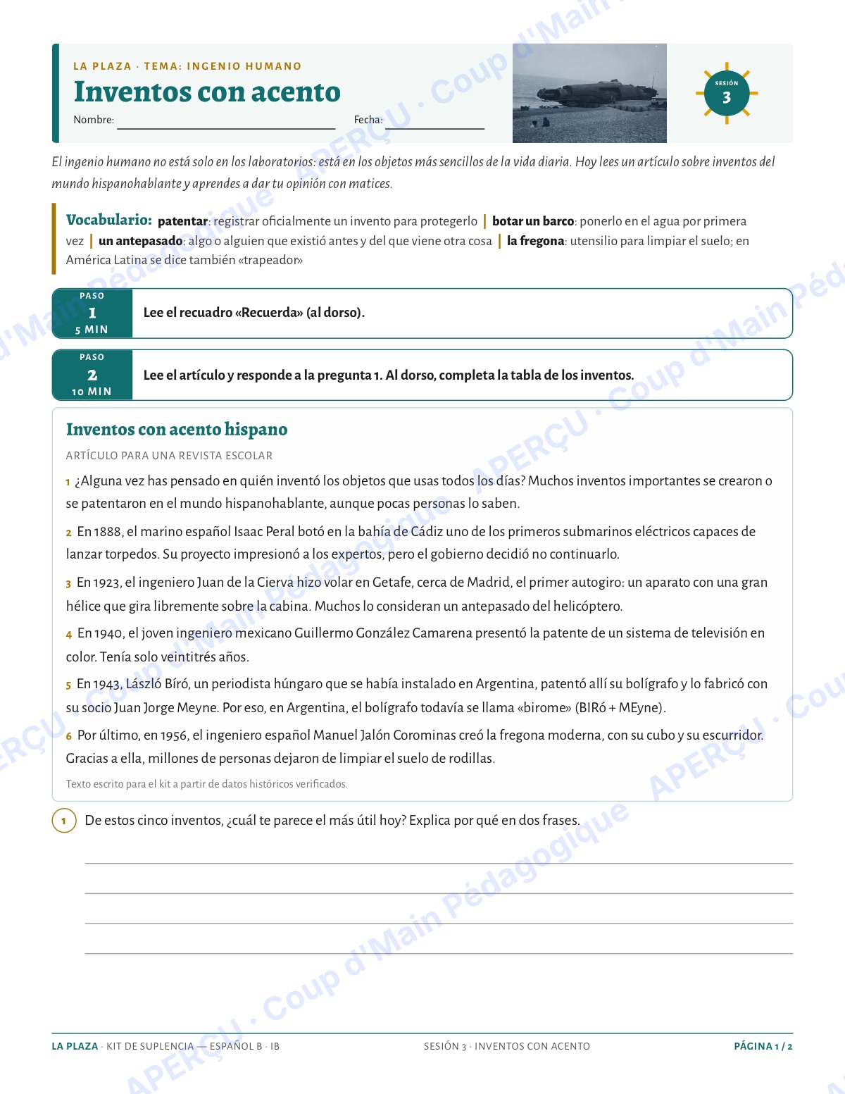 Page 5 — Espagnol B IB — 11e-12e, trousse de suppléance