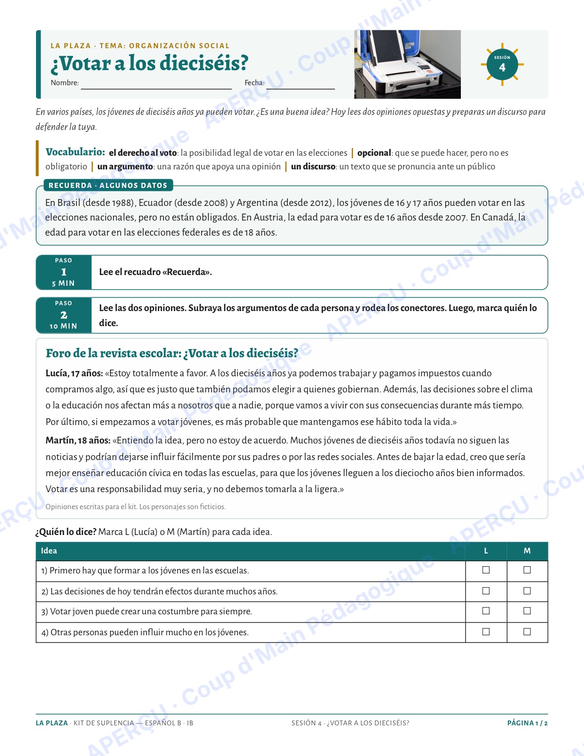Page 7 — Espagnol B IB — 11e-12e, trousse de suppléance