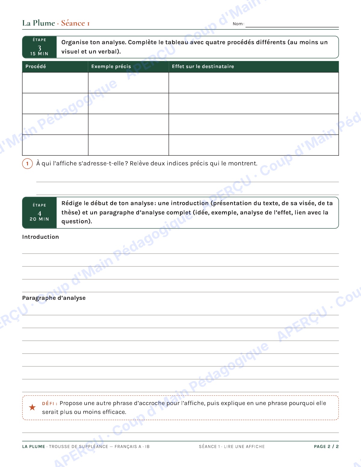 Page 2 — Français A IB — 11e-12e, trousse de suppléance