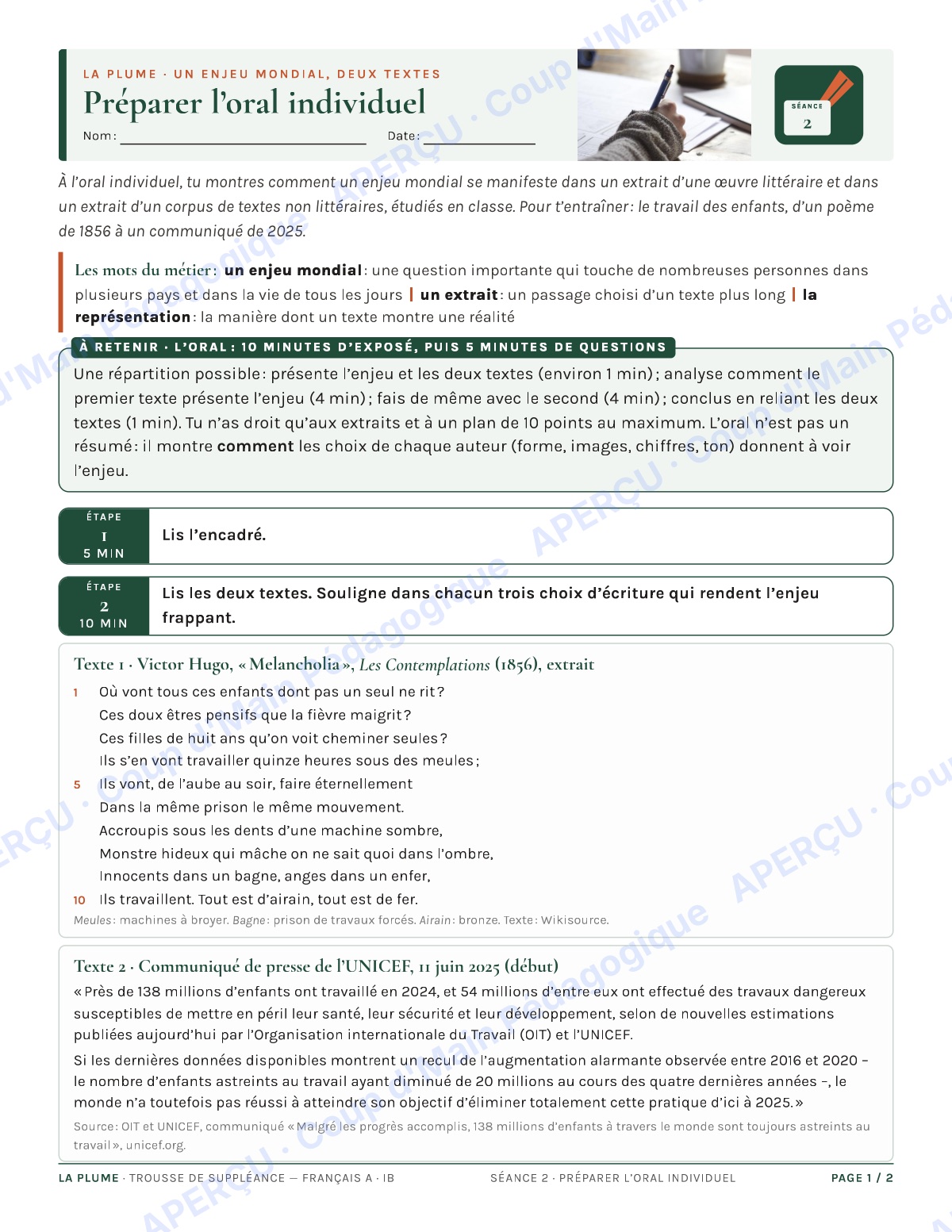 Page 3 — Français A IB — 11e-12e, trousse de suppléance