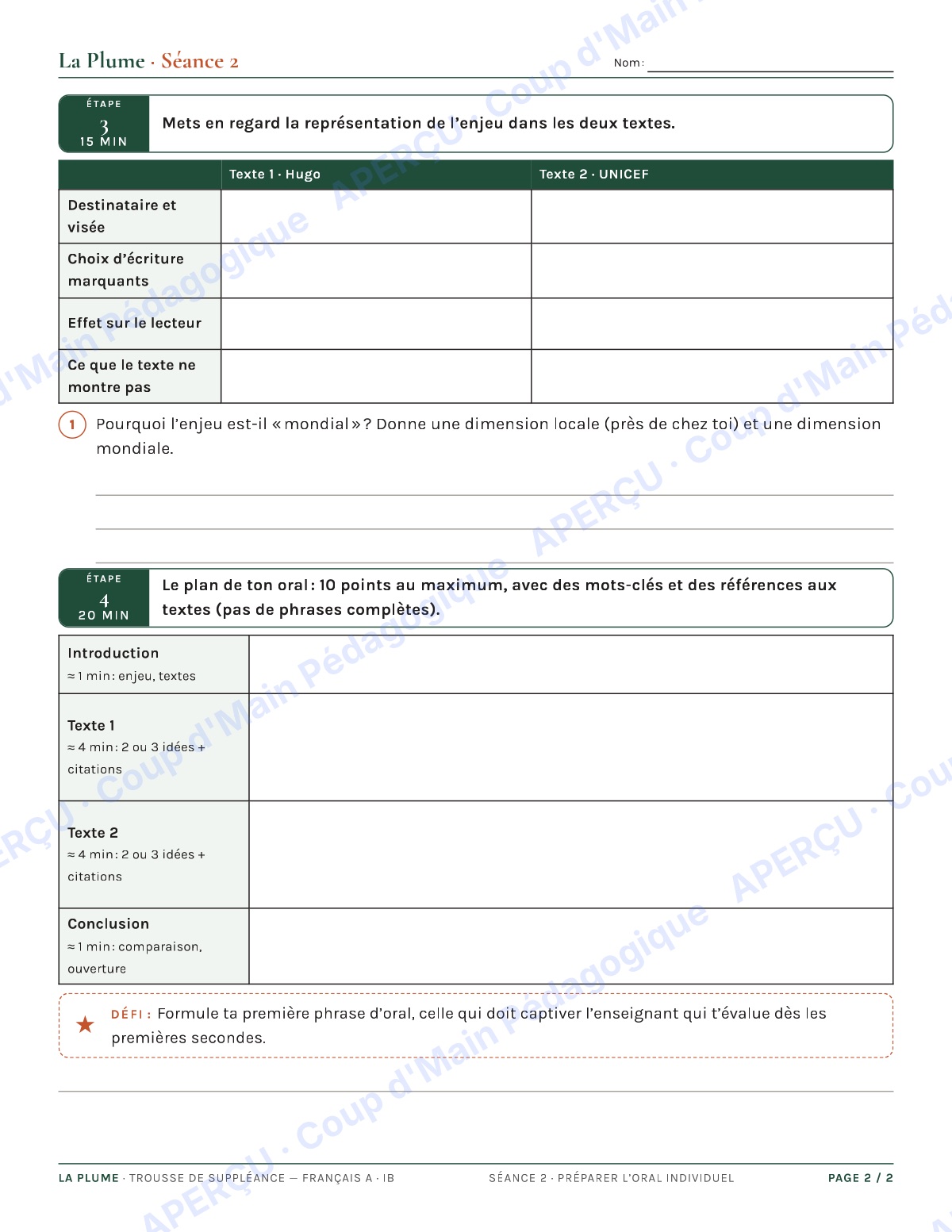Page 4 — Français A IB — 11e-12e, trousse de suppléance