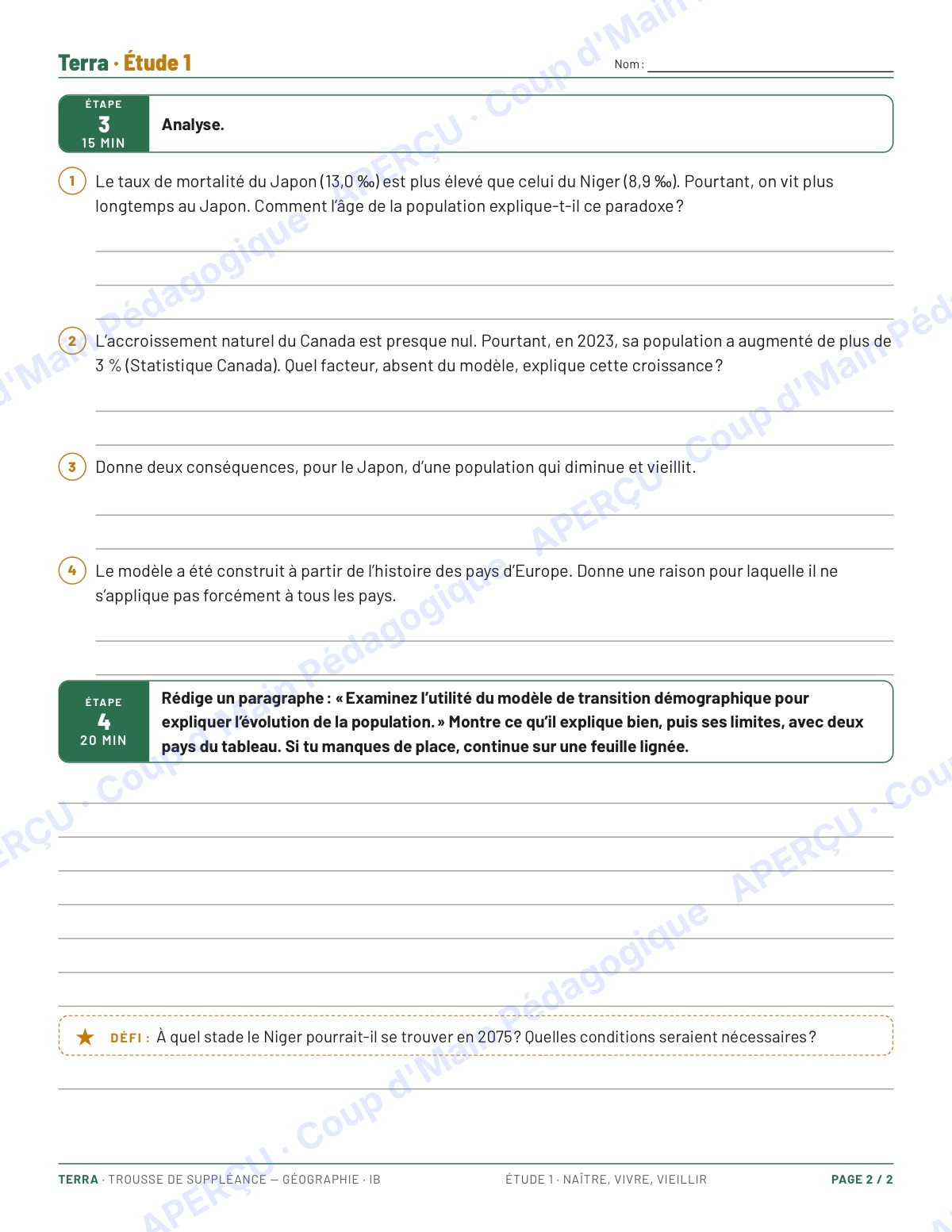 Page 2 — Géographie IB — 11e-12e, trousse de suppléance