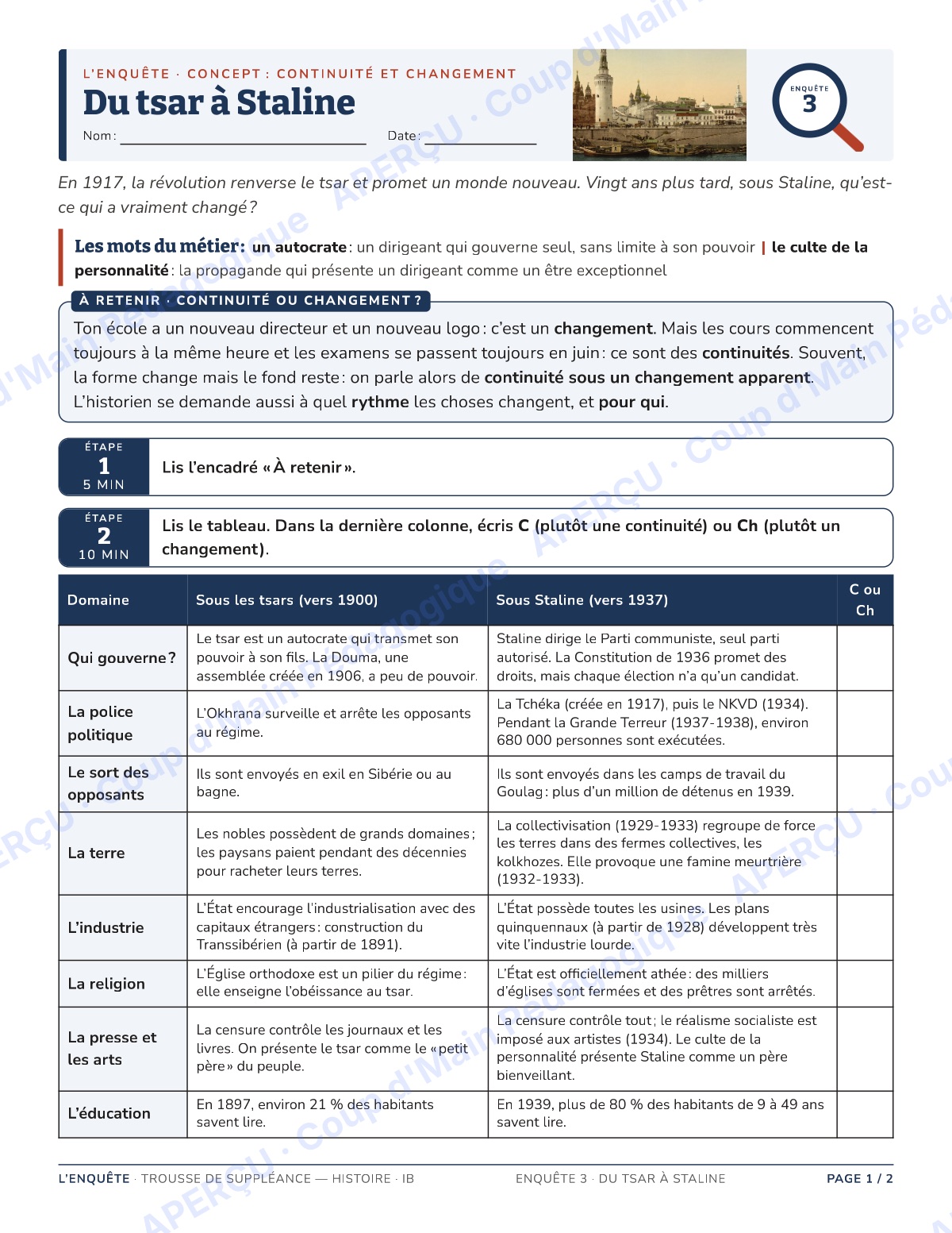 Page 5 — Histoire IB — 11e-12e, trousse de suppléance